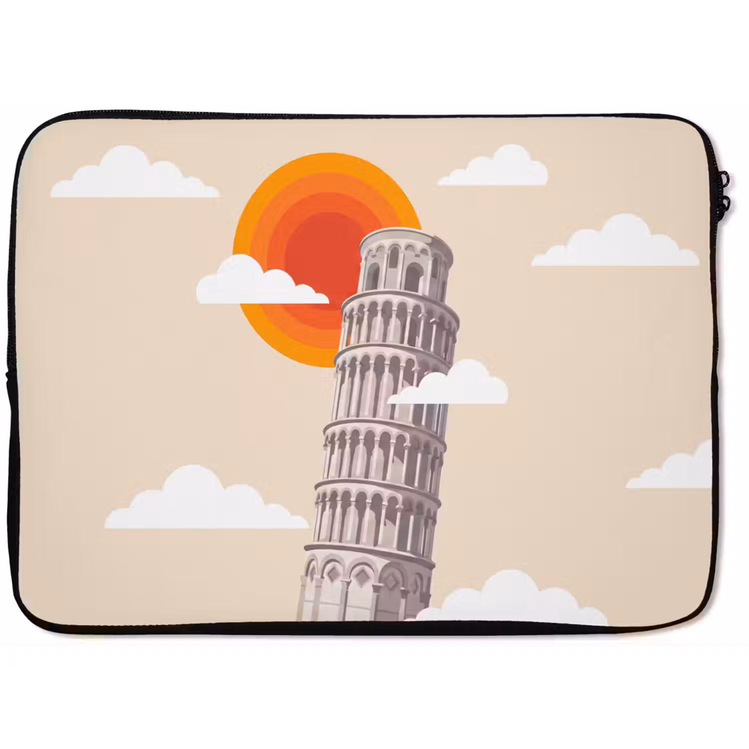Toren - Pisa - Architectuur - Minimalistisch - Beige laptophoes neopreen klein -zkaufland3dotto