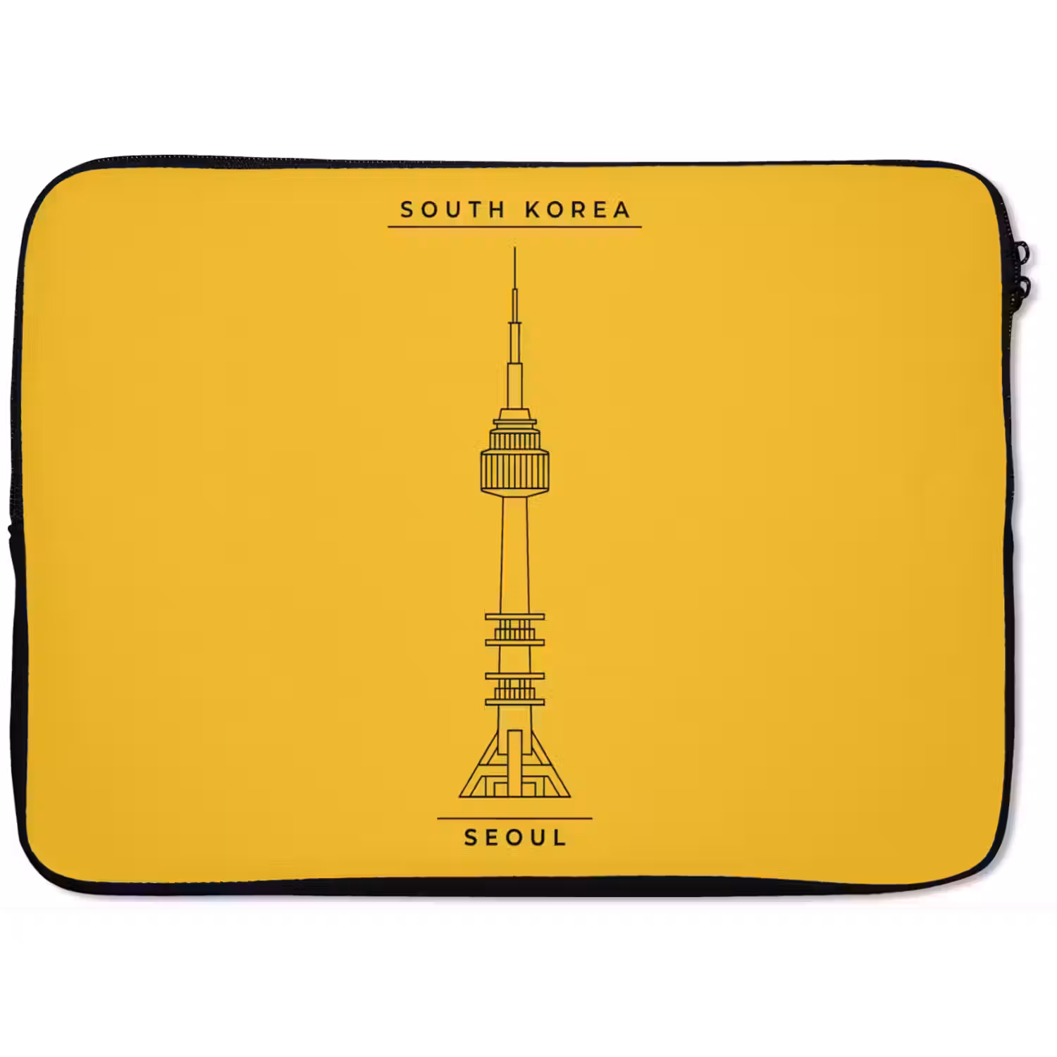 Toren - Seoul - Architectuur - Minimalistisch - Geel laptophoes neopreen klein -zkaufland3dotto