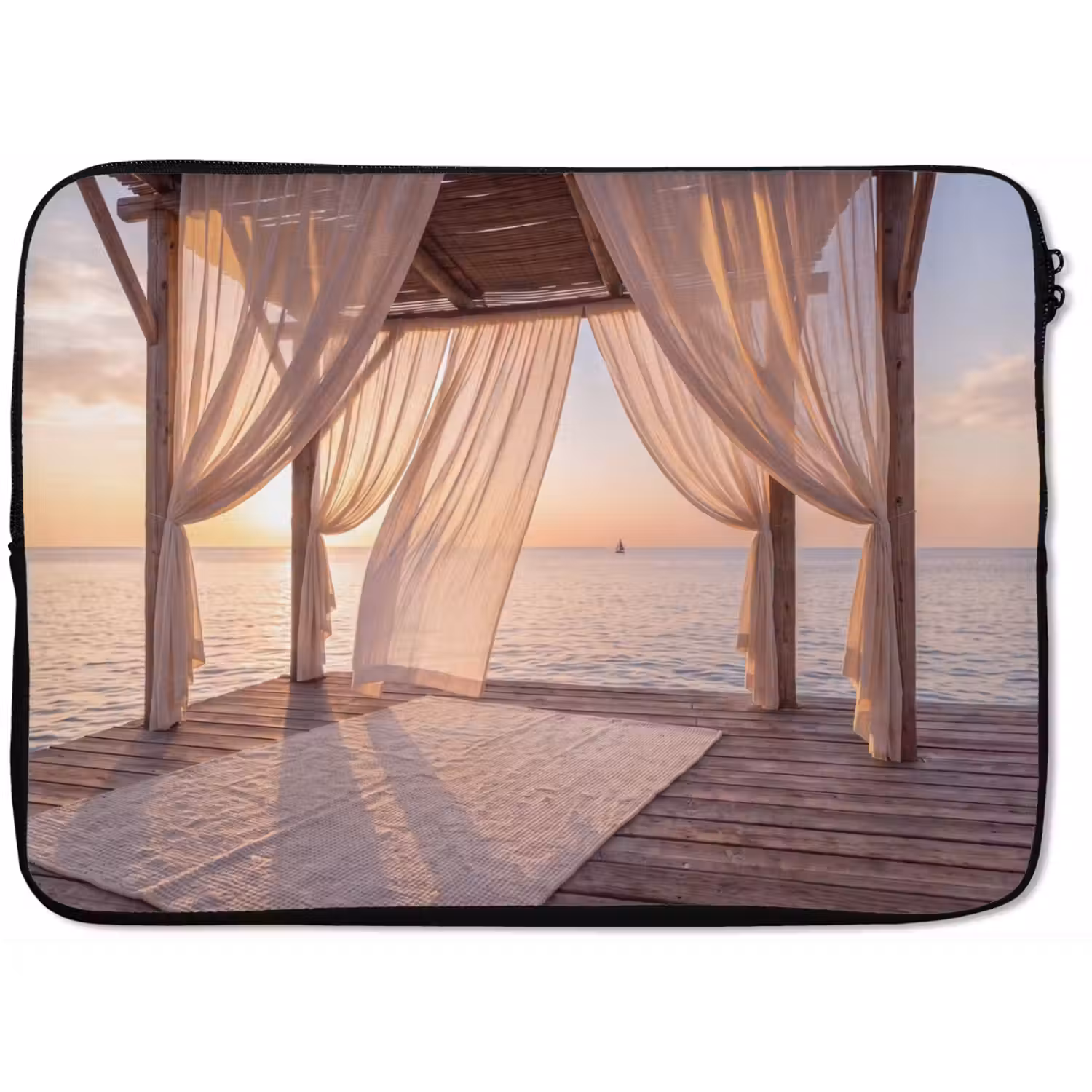 Overkapping - Zee - Zonsondergang - Vakantie - Rust laptophoes neopreen klein -zkaufland3dotto