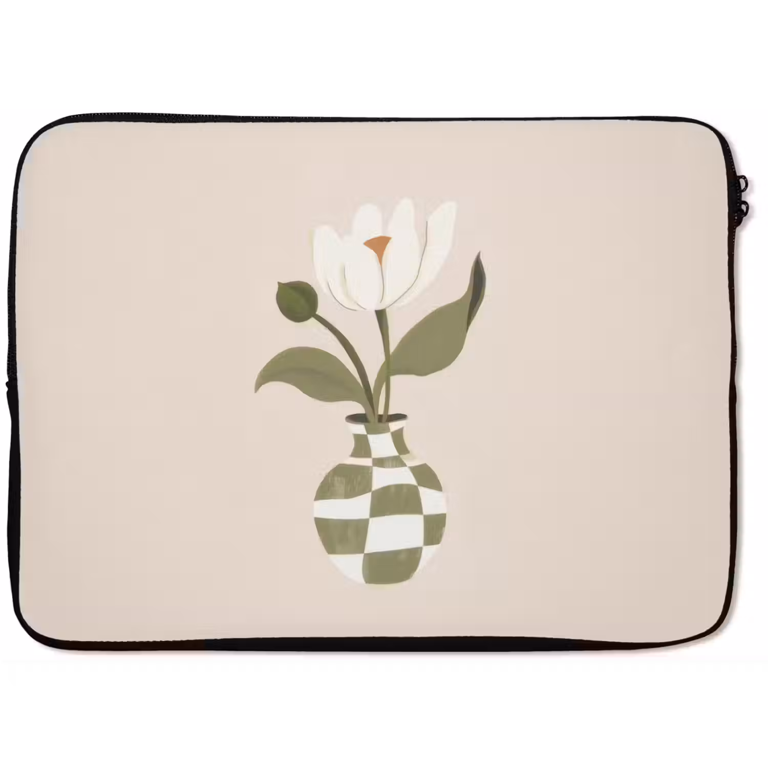 Vaas - Geruit - Bloem - Groen laptophoes neopreen klein -zkaufland3dotto