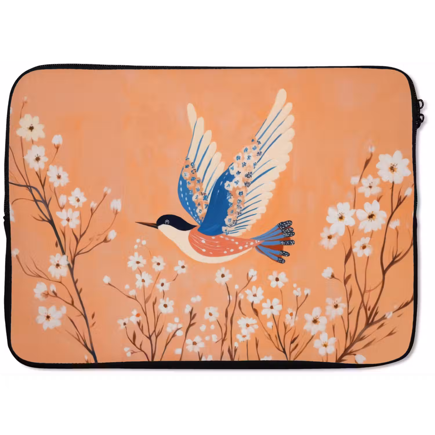 Vogel - Bloesemtakken - Warm - Kleurrijk laptophoes neopreen klein -zkaufland3dotto