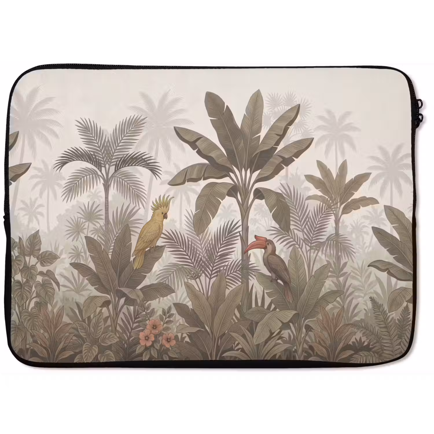 Vogel - Jungle - Tropisch - Illustratie - Groen laptophoes neopreen klein -zkaufland3dotto
