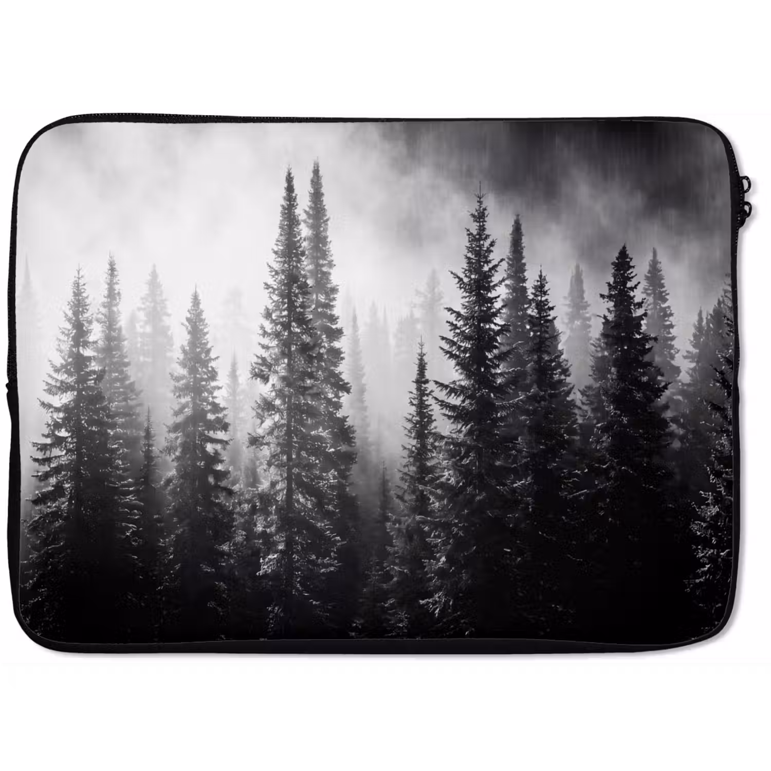 Bos - Mist - Winter - Monochroom - Natuur laptophoes neopreen klein -zkaufland3dotto