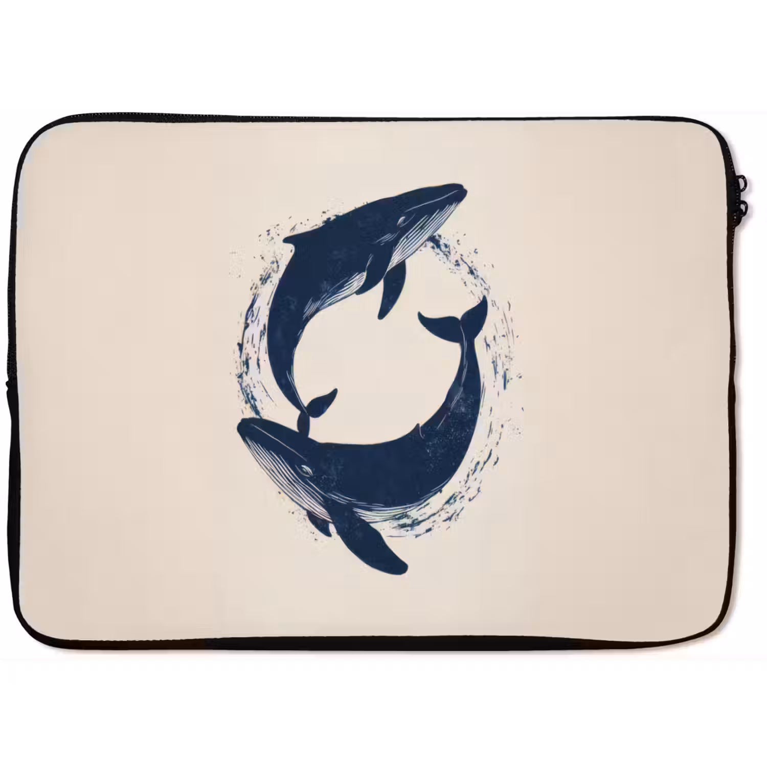 Walvissen - Spetters - Cirkel - Donkerblauw laptophoes neopreen klein -zkaufland3dotto