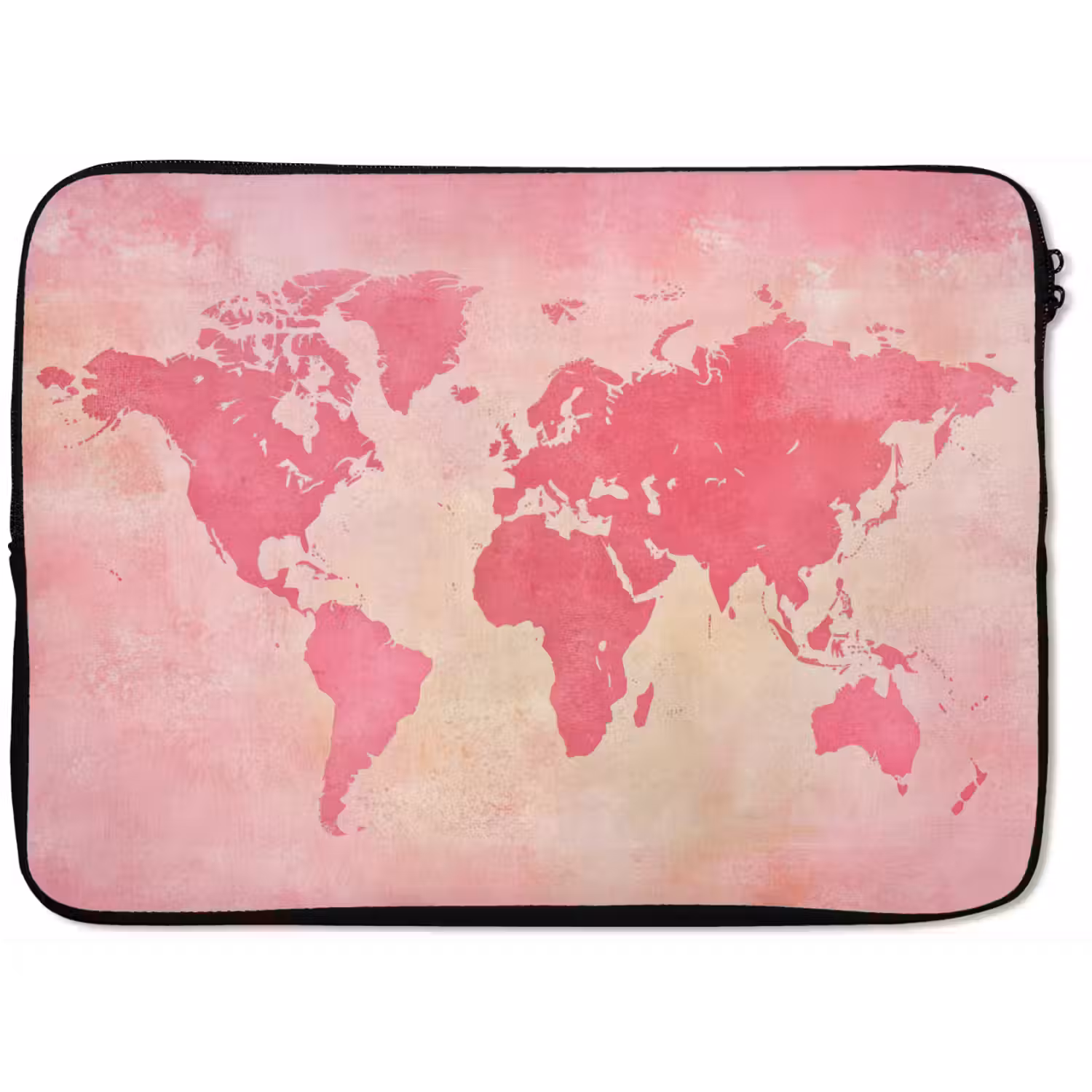 Wereldkaart - Roze - Vaag laptophoes neopreen klein -zkaufland3dotto