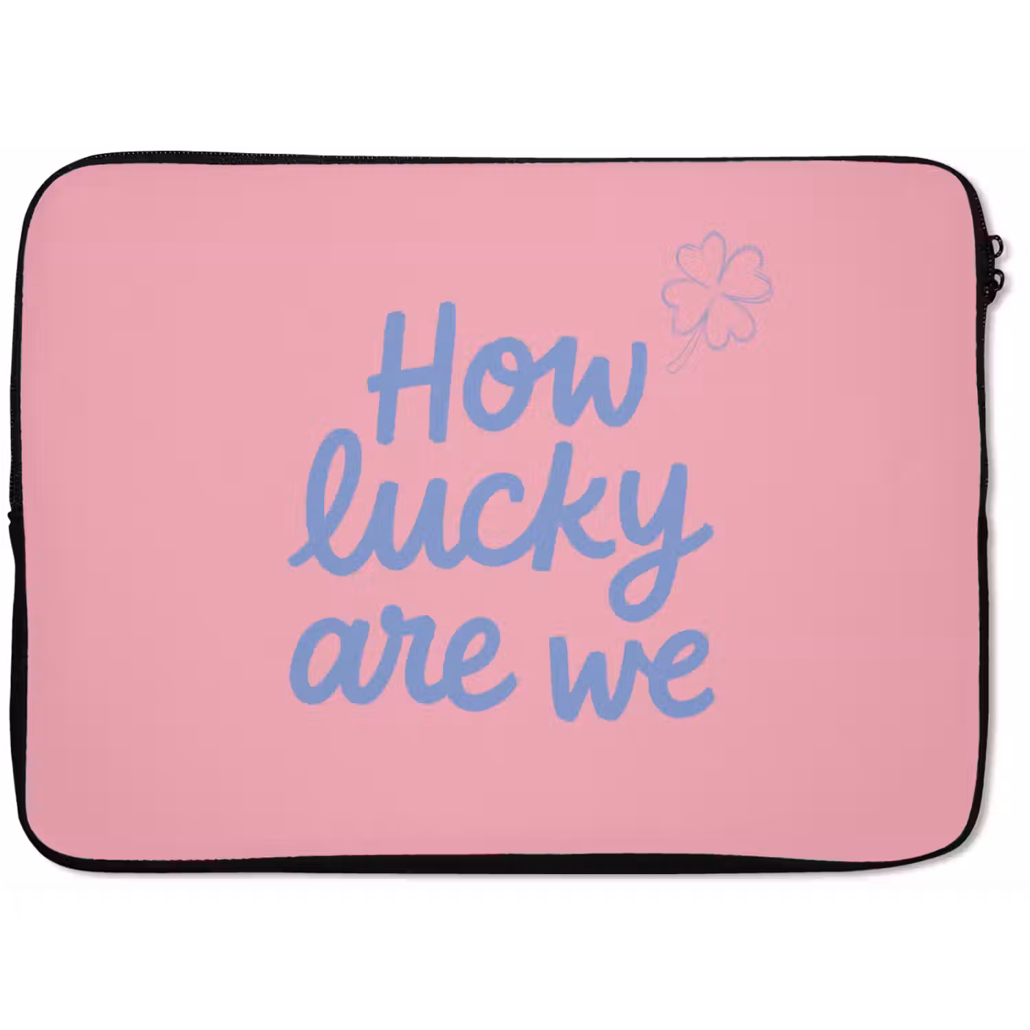 How lucky are we - Klavervier - Roze - Blauw laptophoes neopreen klein -zkaufland3dotto