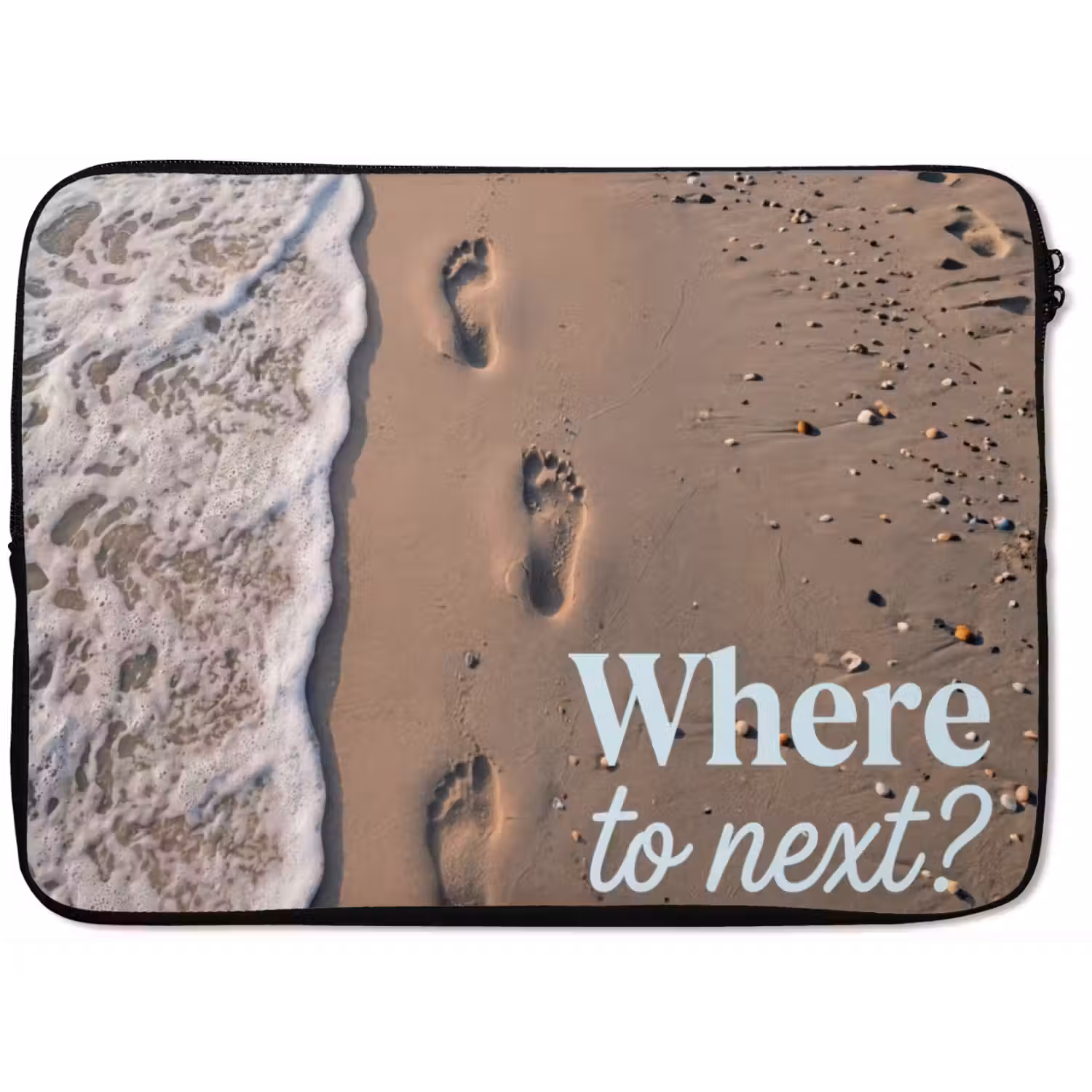 Where to next - Strand - Voetstappen laptophoes neopreen klein -zkaufland3dotto