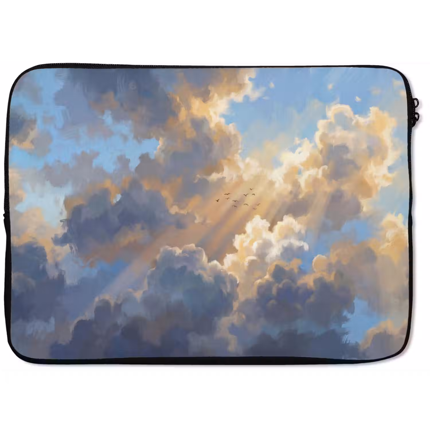 Wolken - Zonnestralen - Natuur - Abstract - Blauw laptophoes neopreen klein -zkaufland3dotto