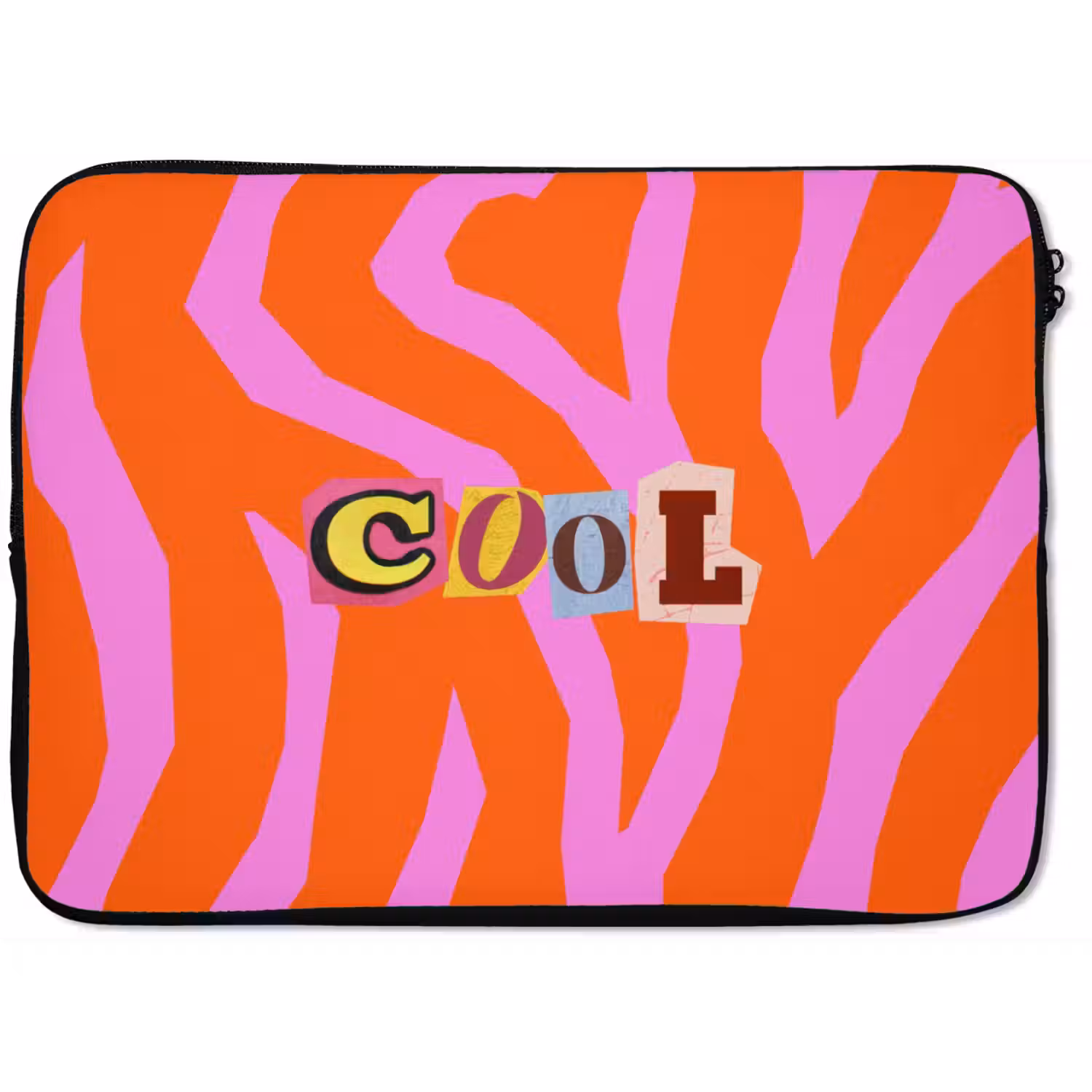 Zebraprint - Grafisch - COOL - Oranje laptophoes neopreen klein -zkaufland3dotto