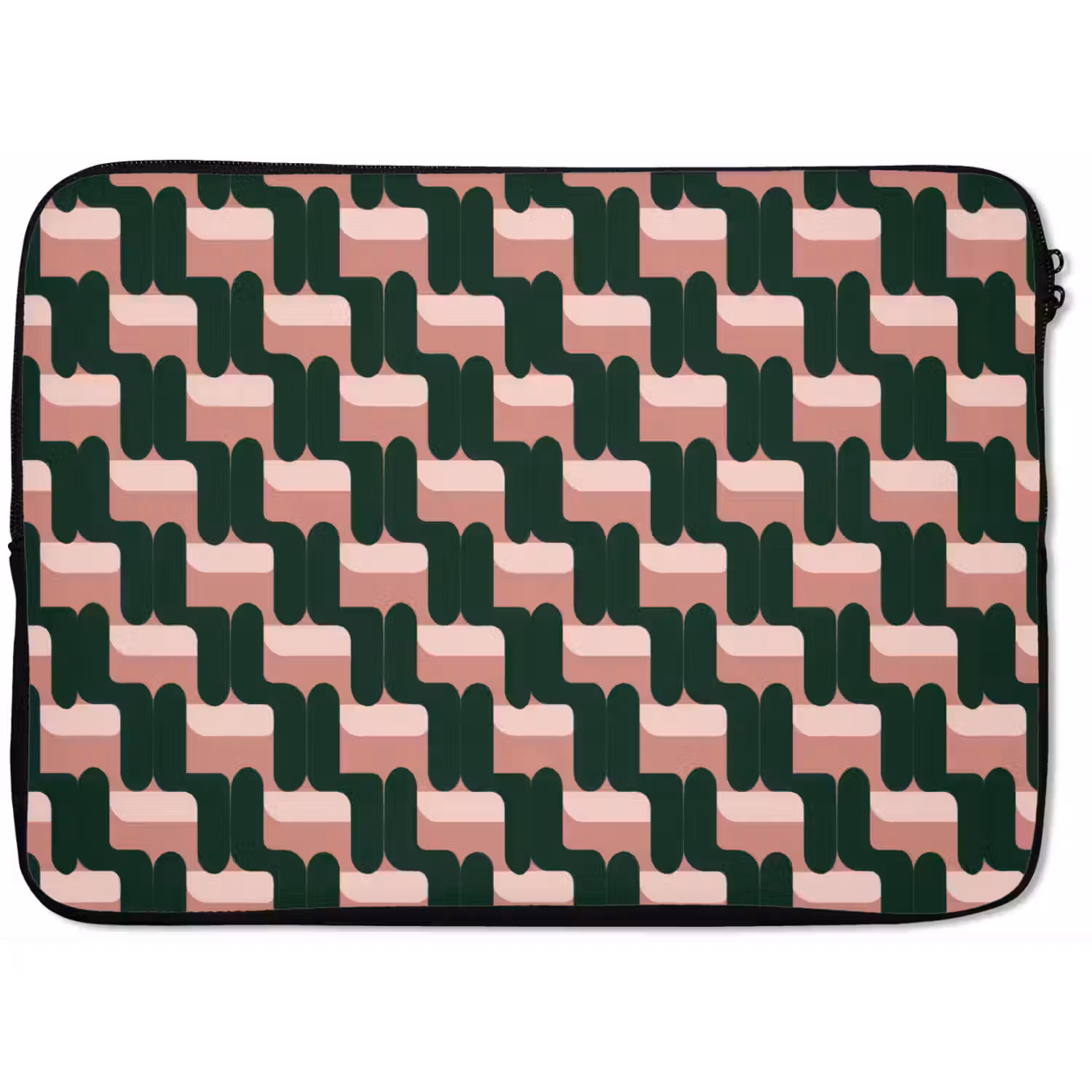 Vlechtpatroon - Groen - Roze - Geometrisch laptophoes neopreen klein 279 -zkaufland3dotto