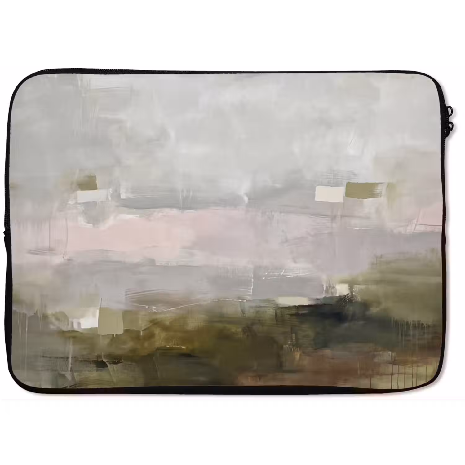 Abstract - Gelaagd - Kunst - Modern - Grijs-Groen laptophoes neopreen klein -zkaufland3dotto