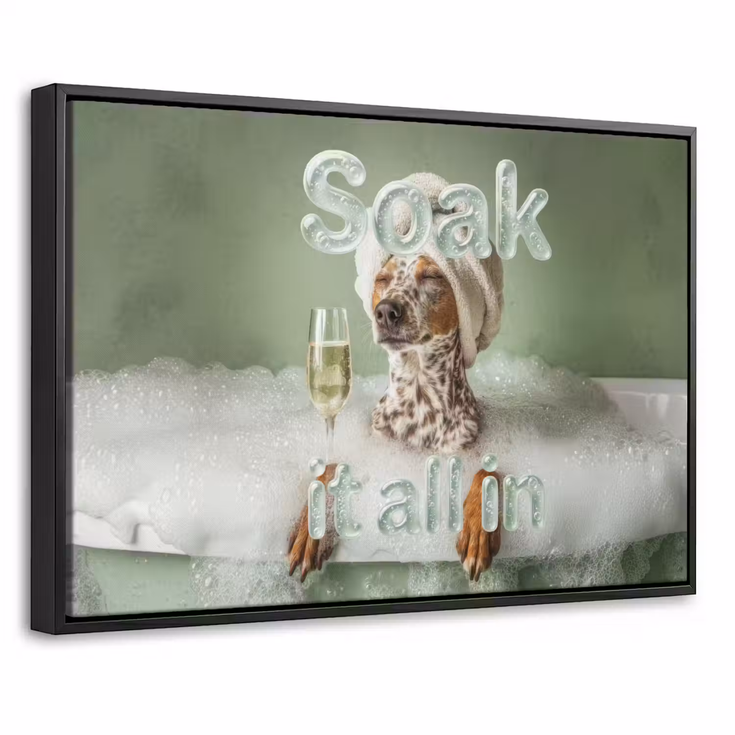 Soak it all in - Hond - Bad Canvas met baklijst klein -threedimensional_3d_global