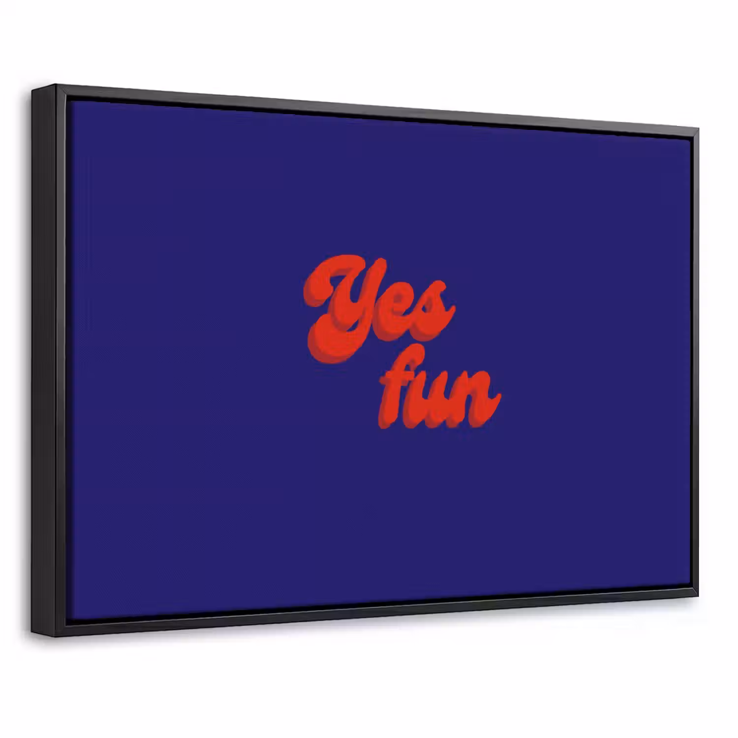Blauw - Rood - Yes fun - 3D Canvas met baklijst klein -threedimensional_3d_global