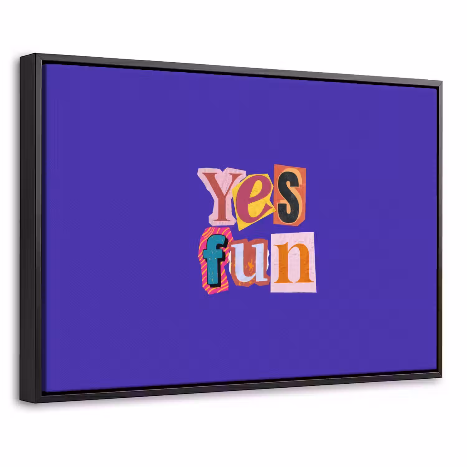 Yes fun - Kleurrijk - Collage-stijl Canvas met baklijst klein -threedimensional_3d_global