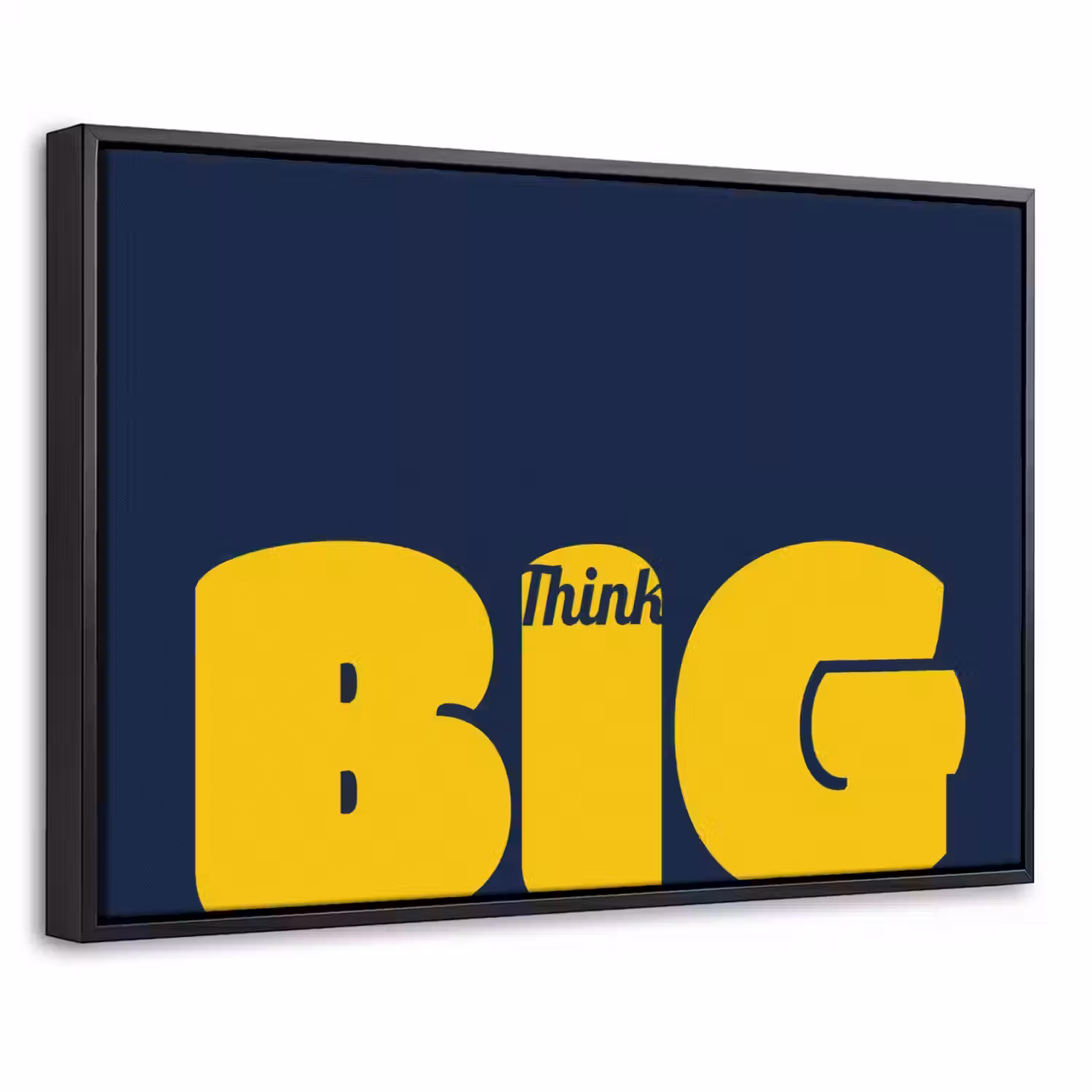 Think big - Blauw - Geel Canvas met baklijst klein -threedimensional_3d_global