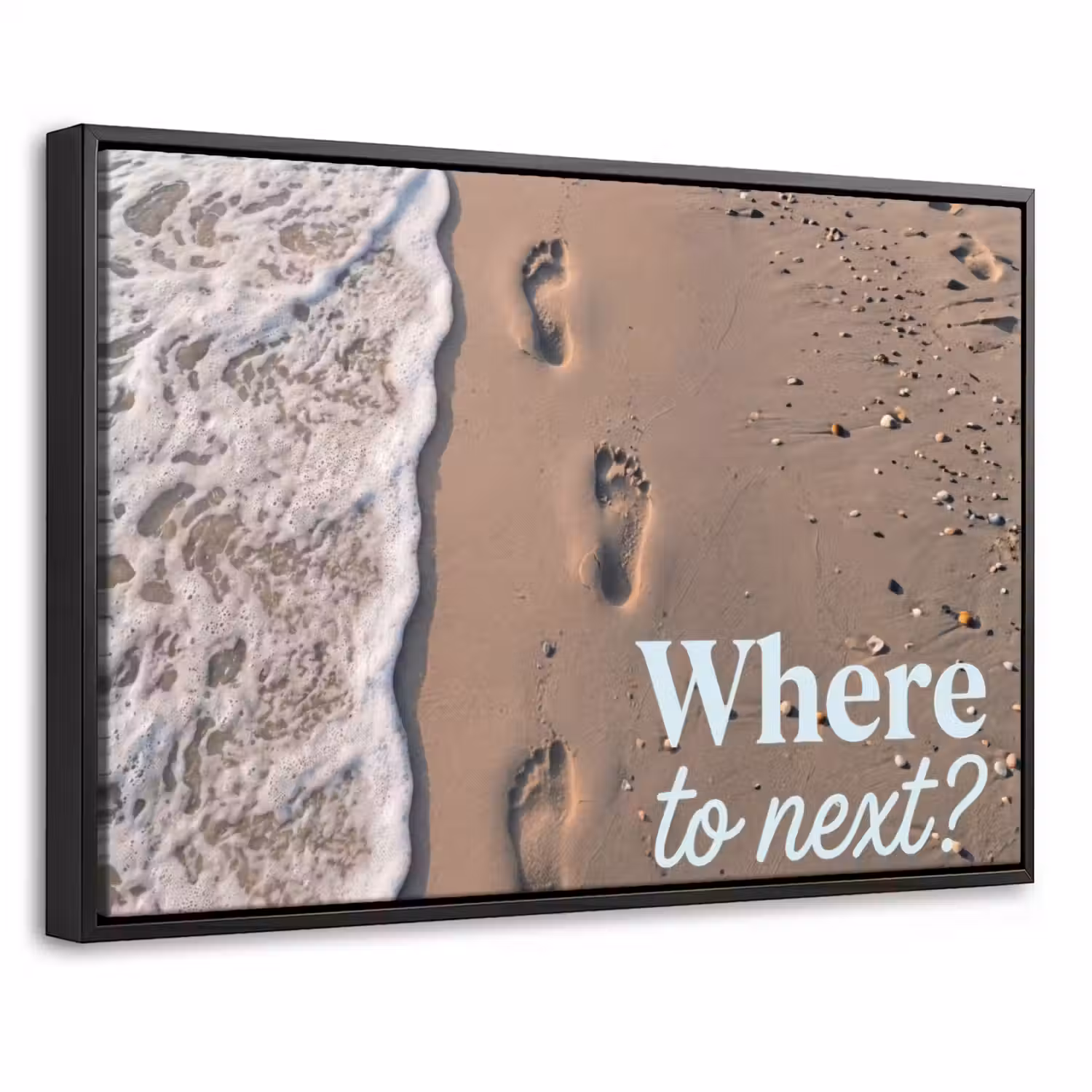 Where to next - Strand - Voetstappen Canvas met baklijst klein -threedimensional_3d_global
