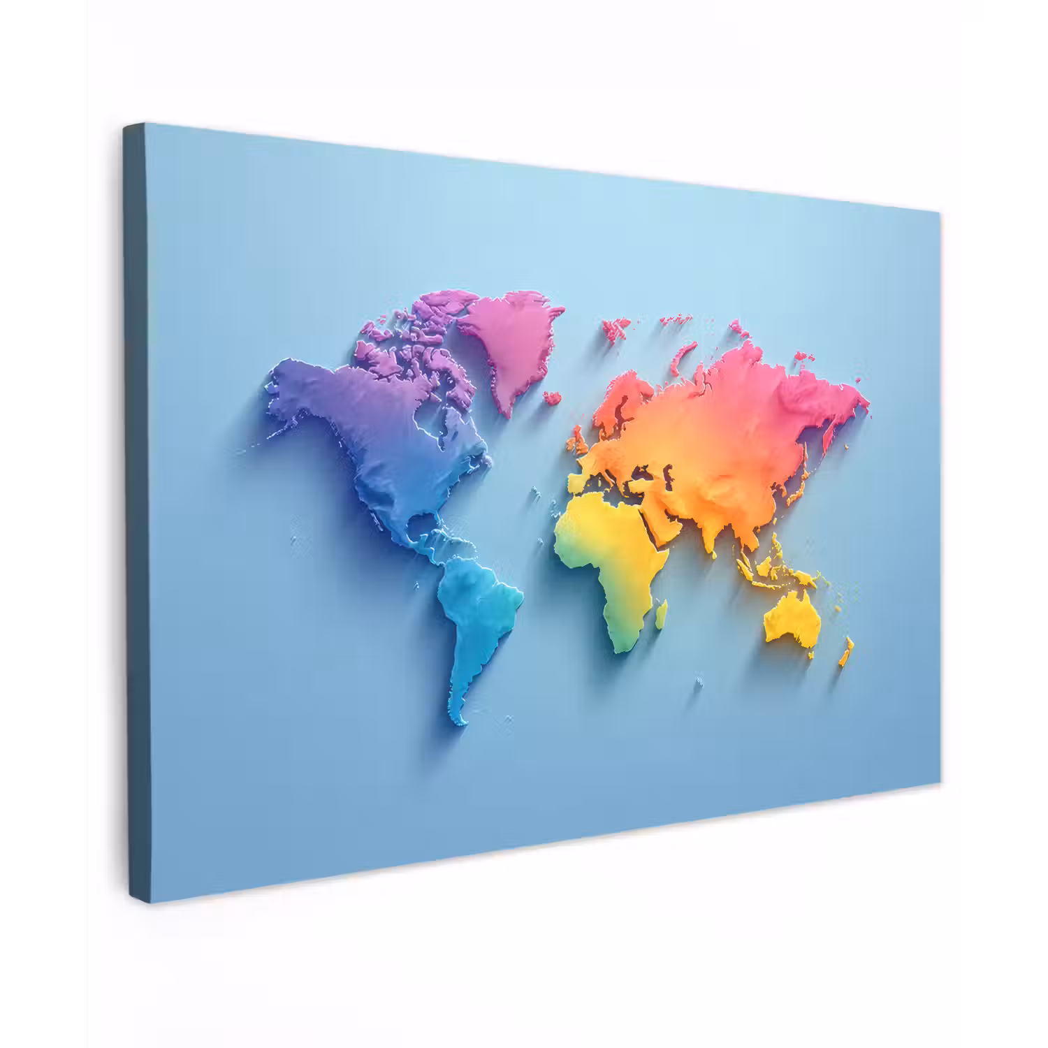 3D - Regenboog - Wereldkaart canvas 2cm klein -z3d