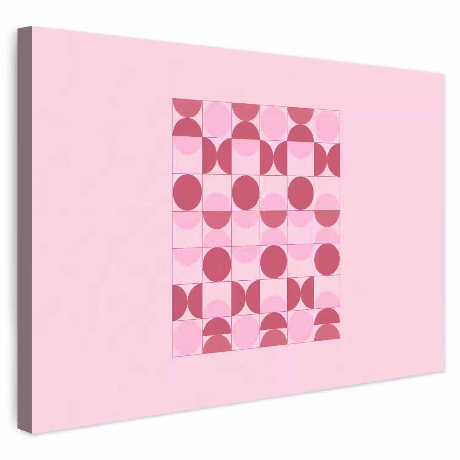 Abstract - Geometrisch - Cirkels - Roze - Modern canvas 2cm klein -3d
