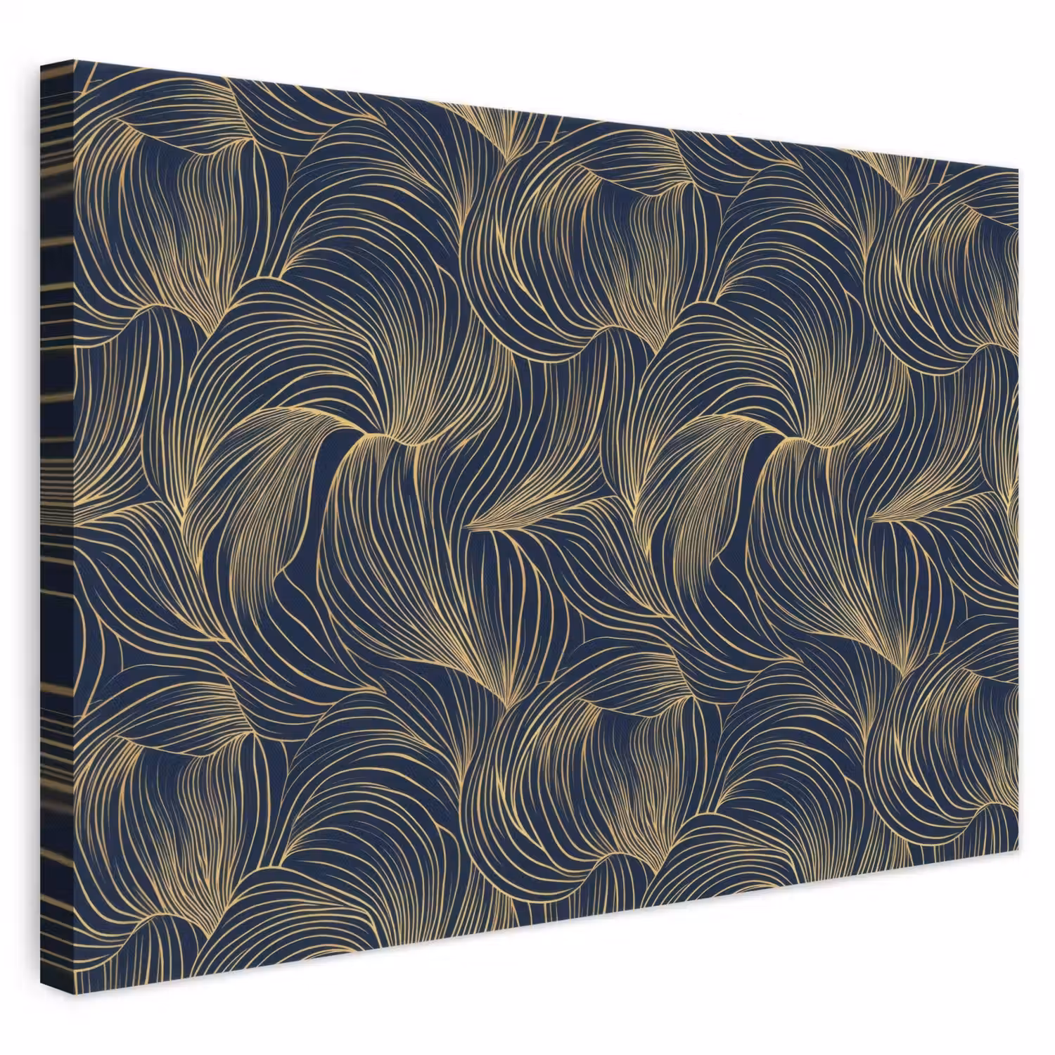 Abstract - Lijnen - Blauw - Goud canvas 2cm klein 34 -3d