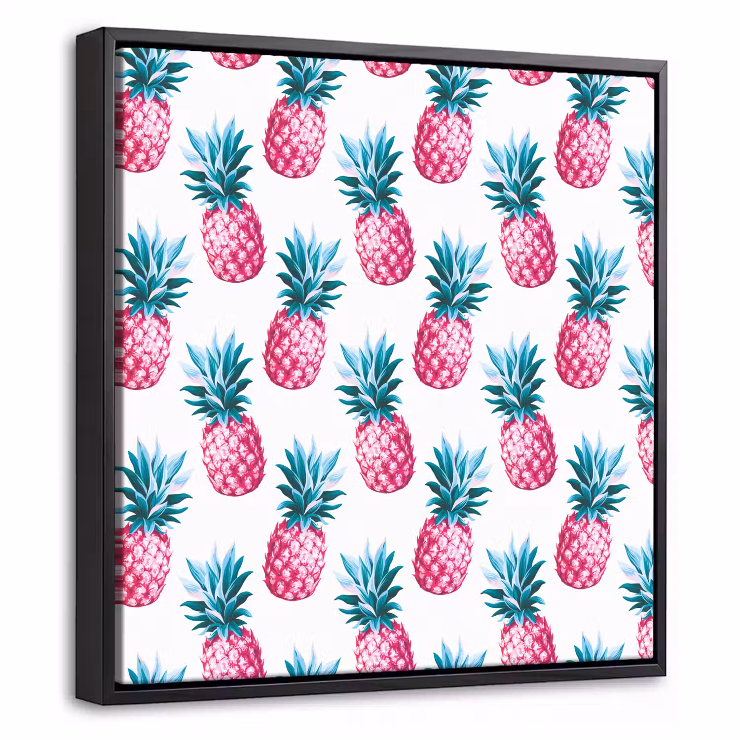Ananas - Roze - Wit Canvas met baklijst klein 1124 -threedimensional_3d_global