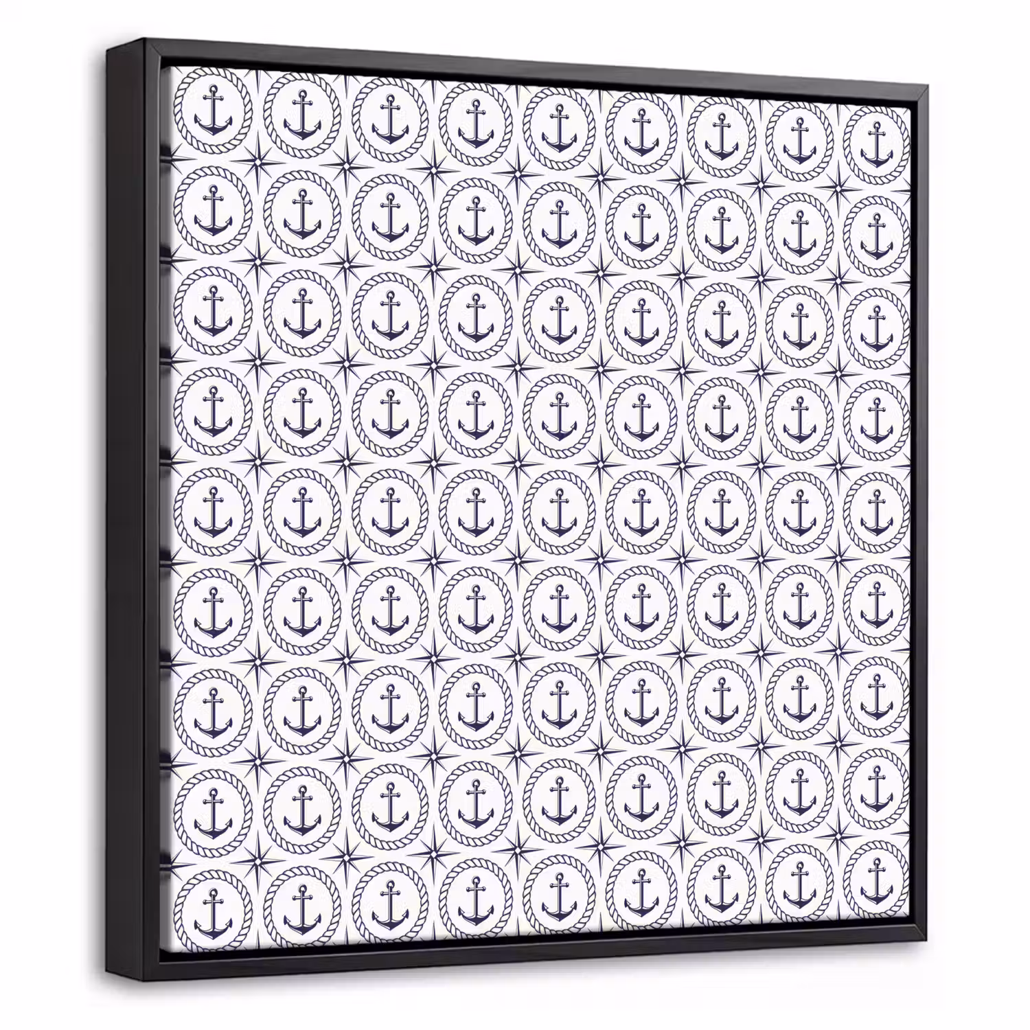 Anker - Haven - Blauw - Wit Canvas met baklijst klein 1124 -threedimensional_3d_global