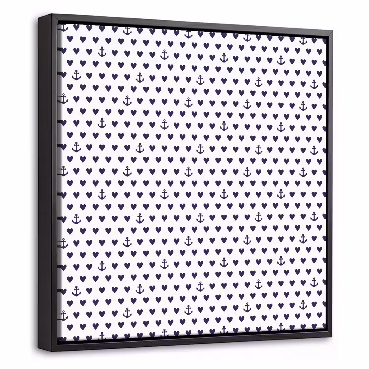 Anker - Hart - Blauw - Wit Canvas met baklijst klein 1124 -threedimensional_3d_global