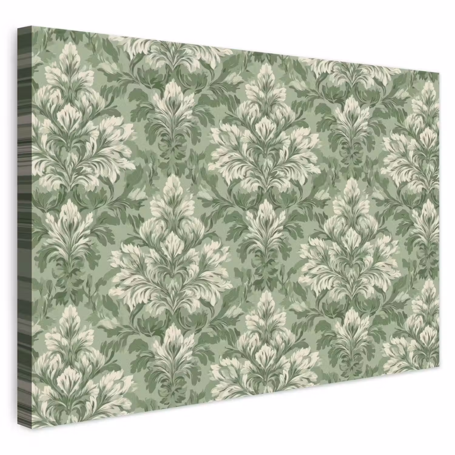 Sierlijk - Lichtgroen - Planten - Patroon - Getailleerd canvas 2cm klein 34 -3d