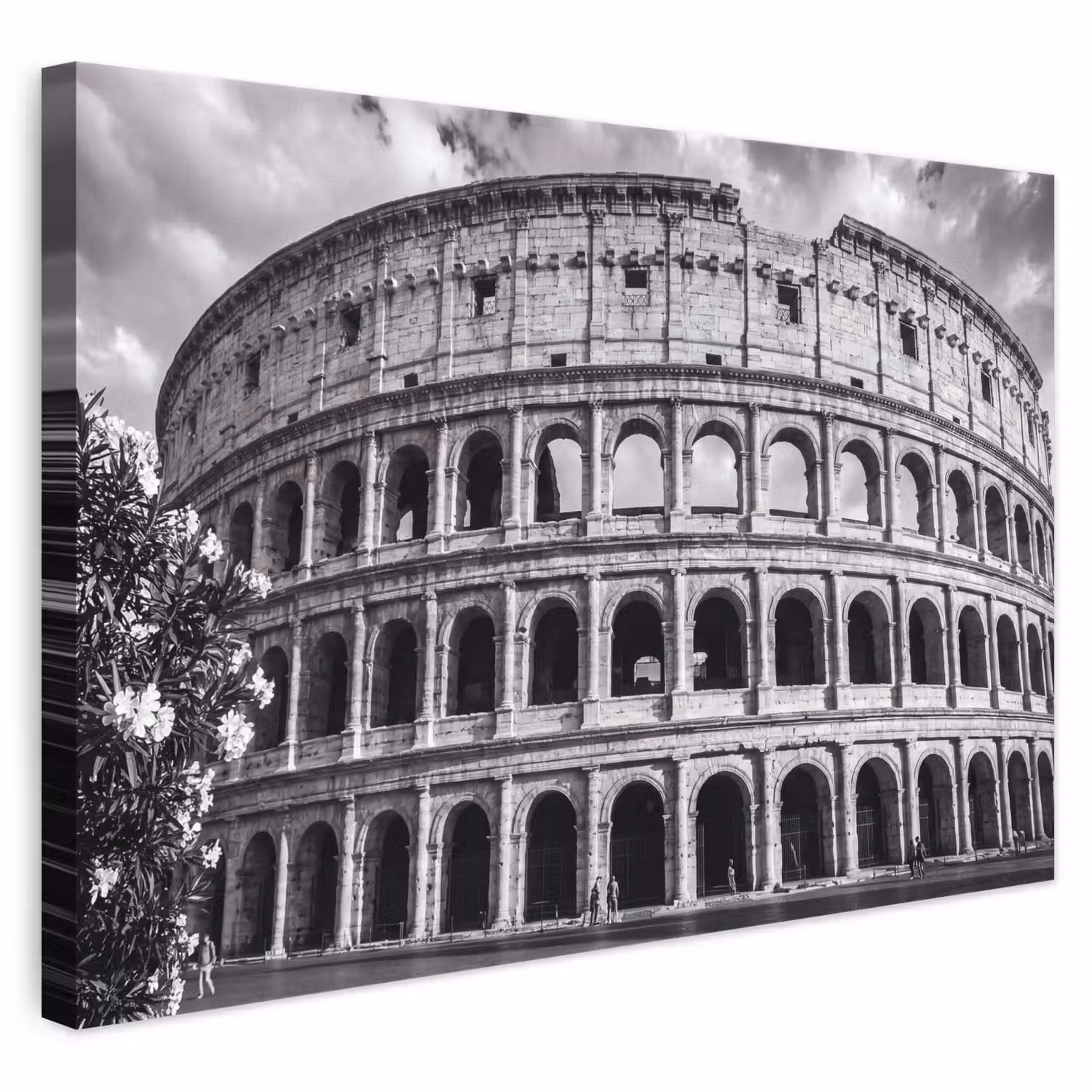 Architectuur - Colosseum - Rome - Historisch - Zwart-wit canvas 2cm klein -3d