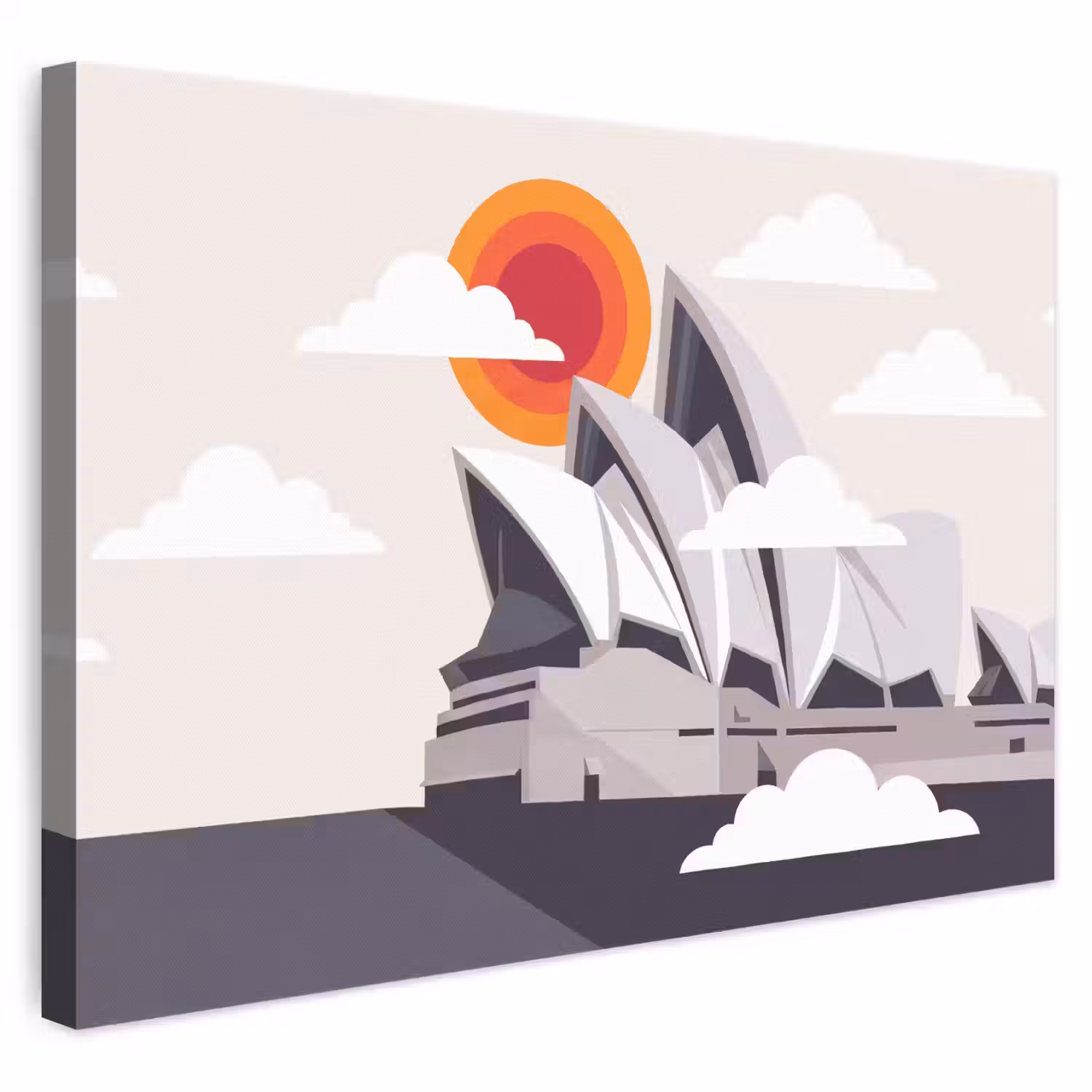 Architectuur - Stadsgezicht - Modern - Grijs - Oranje canvas 2cm klein -3d