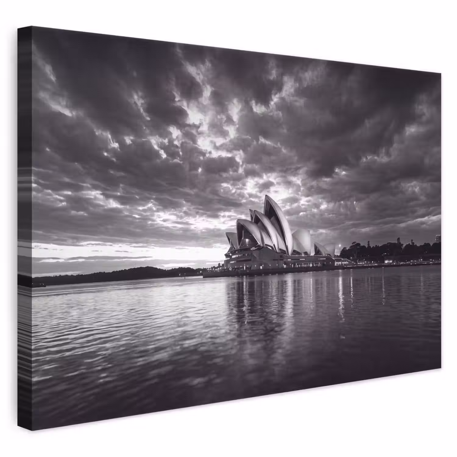 Architectuur - Water - Stad - Modern - Zwart-wit canvas 2cm klein -3d