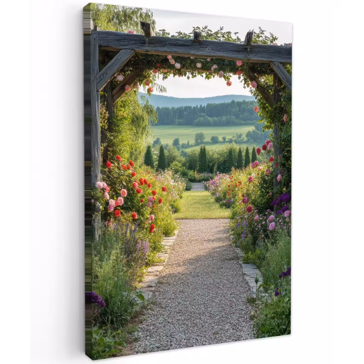 Doorkijk - Landschap - Natuur - Tuinboog - Bloemen canvas 2cm klein -z3d