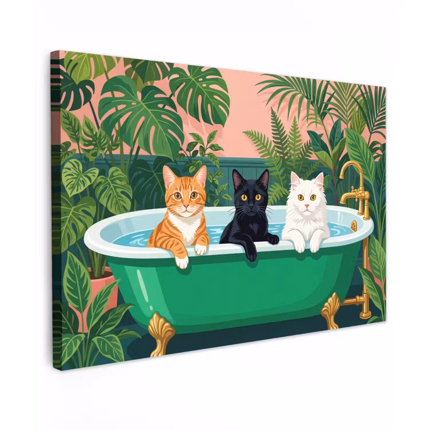 Badkamer - Kattenparade - Kleurrijk canvas 2cm klein -z3d