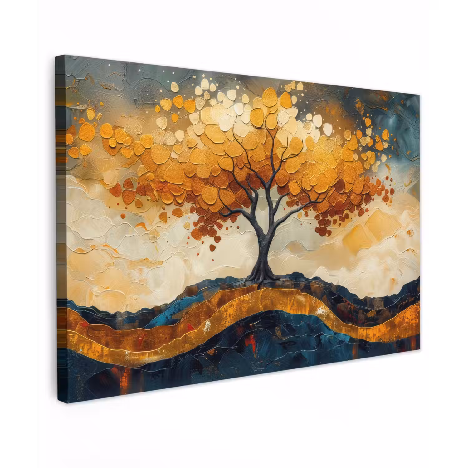 Boom - Natuur - Goud - Modern canvas 2cm klein -z3d