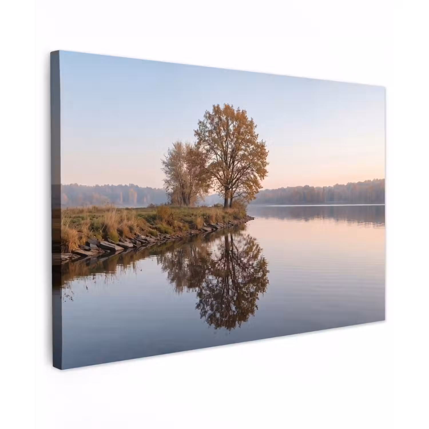 Bomen - Reflectie - Water - Zonsopgang - Serene canvas 2cm klein -z3d