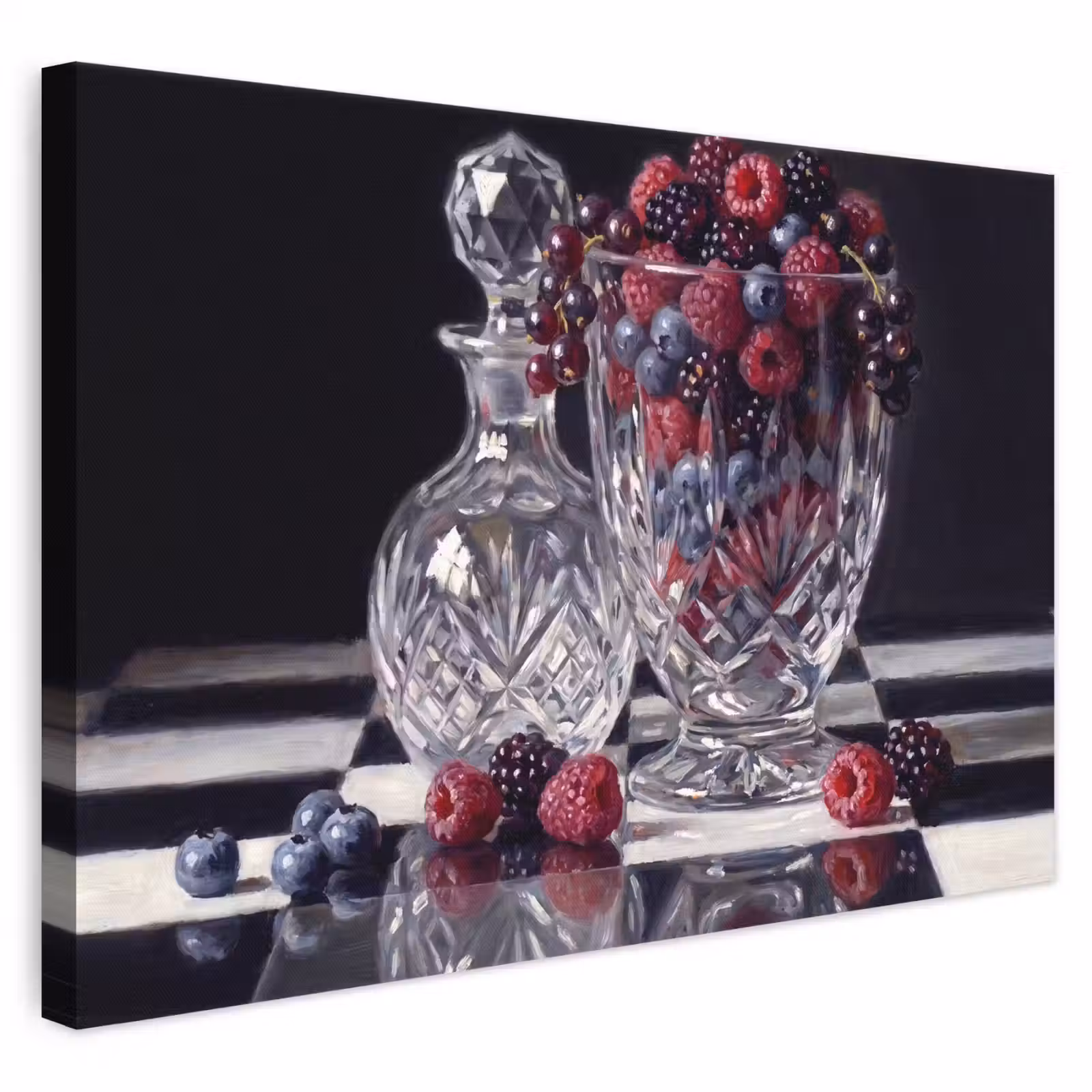 Leinwandbild - Beeren – Kristall – Stillleben - Bessen - Kristal - Stilleven canvas 2cm klein