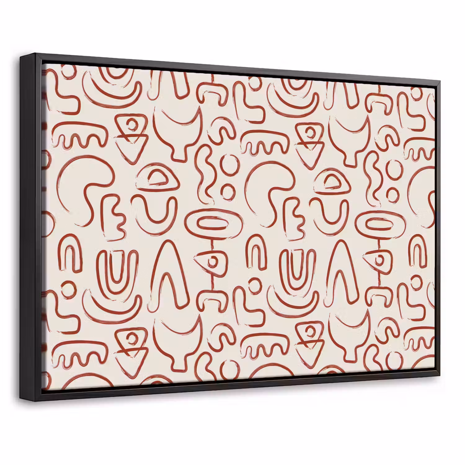 Beige - Vormen - Rood - Patroon Canvas met baklijst klein 1125 -threedimensional_3d_global
