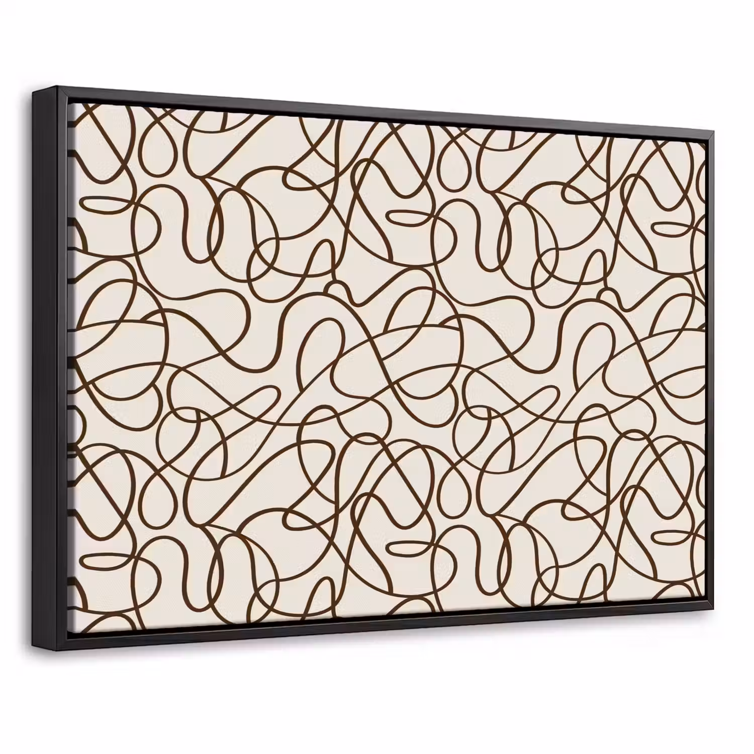 Beige - Lijnen - Donkerbruin Canvas met baklijst klein 1125 -threedimensional_3d_global