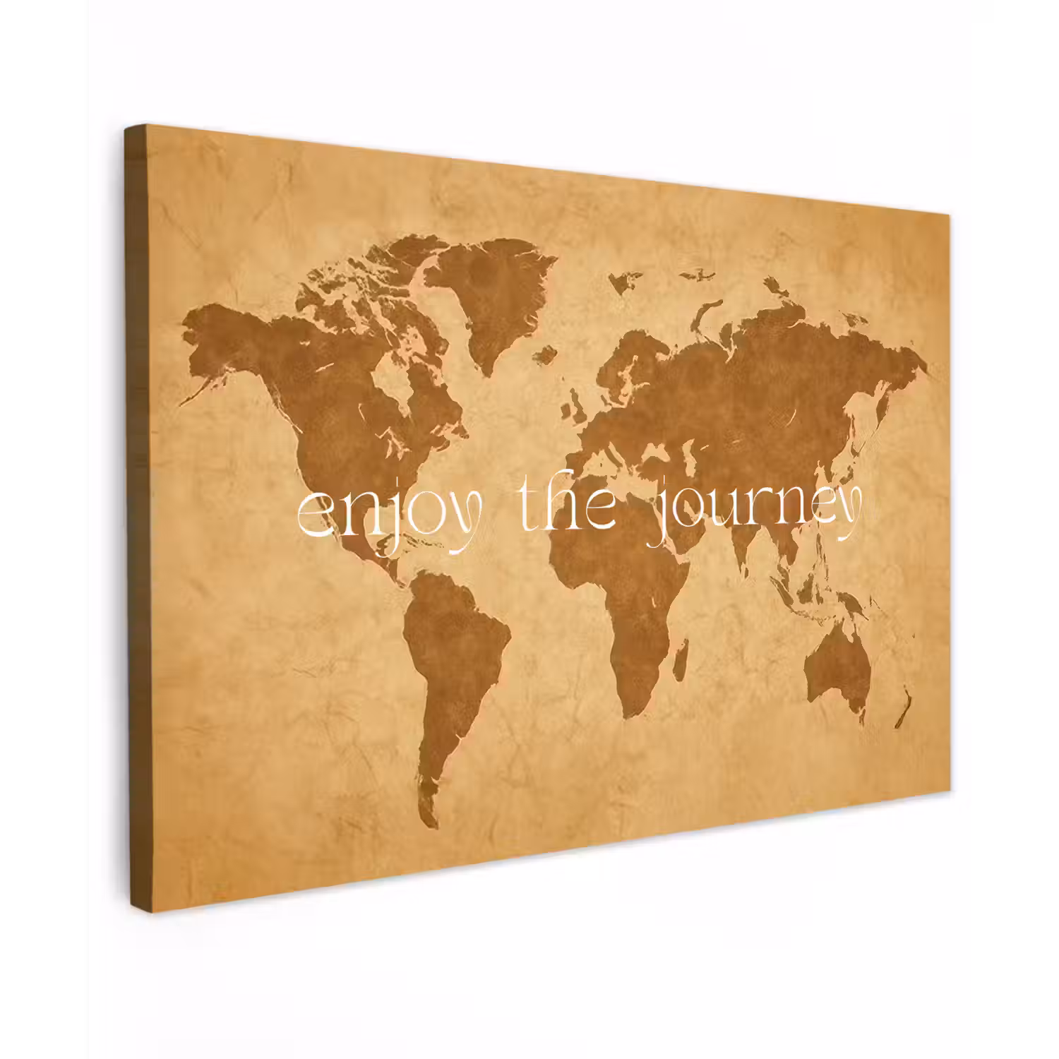 Beige - Papierstructuur - Wereldkaart canvas 2cm klein -z3d