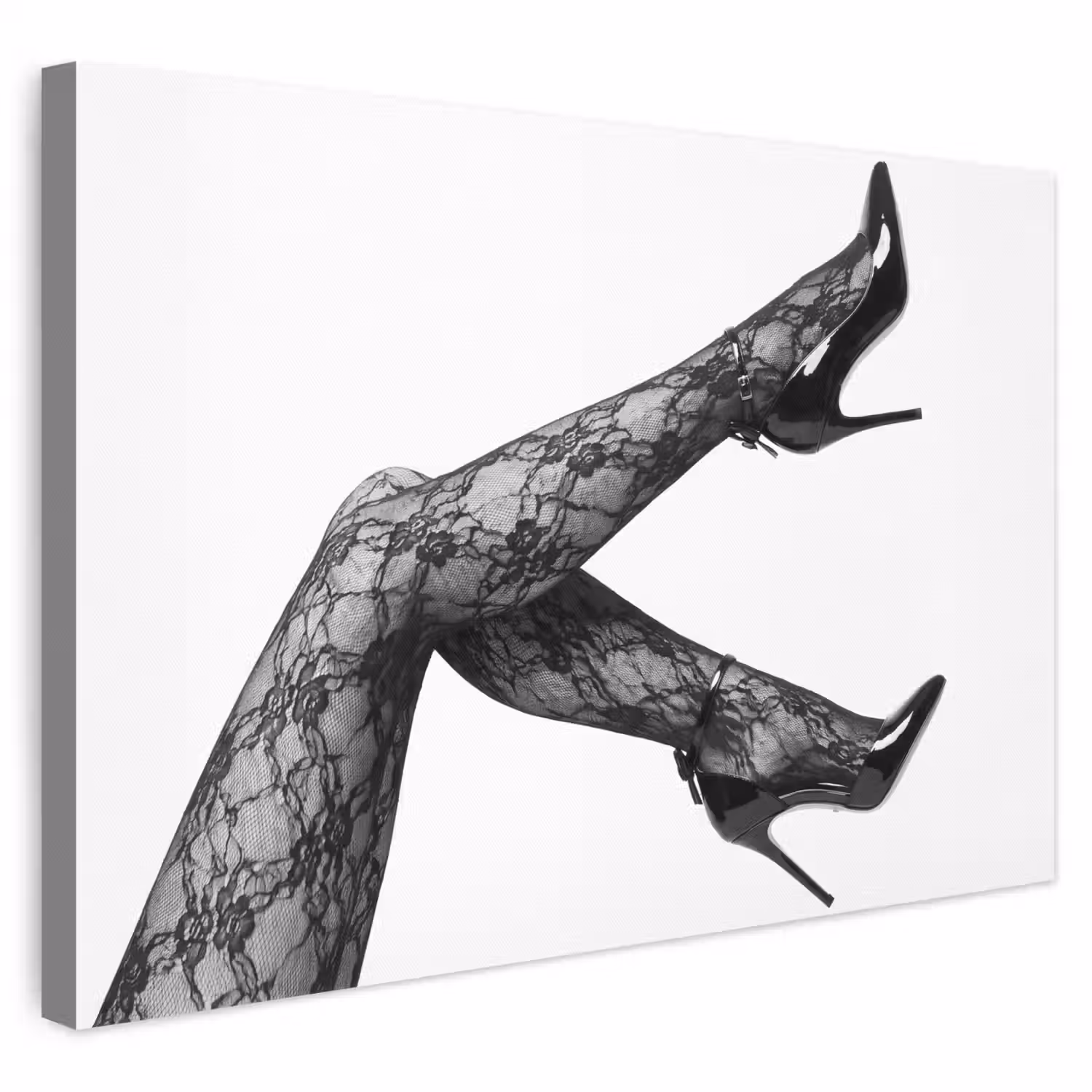 Benen - Kant - Hakken - Zwart - Wit - Uitdagend canvas 2cm klein -3d