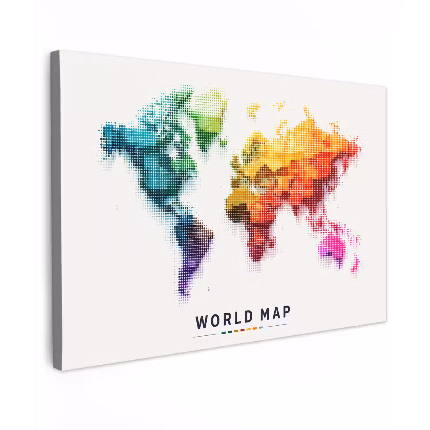 Pixels - Wereldkaart - Kleurverloop canvas 2cm klein -z3d