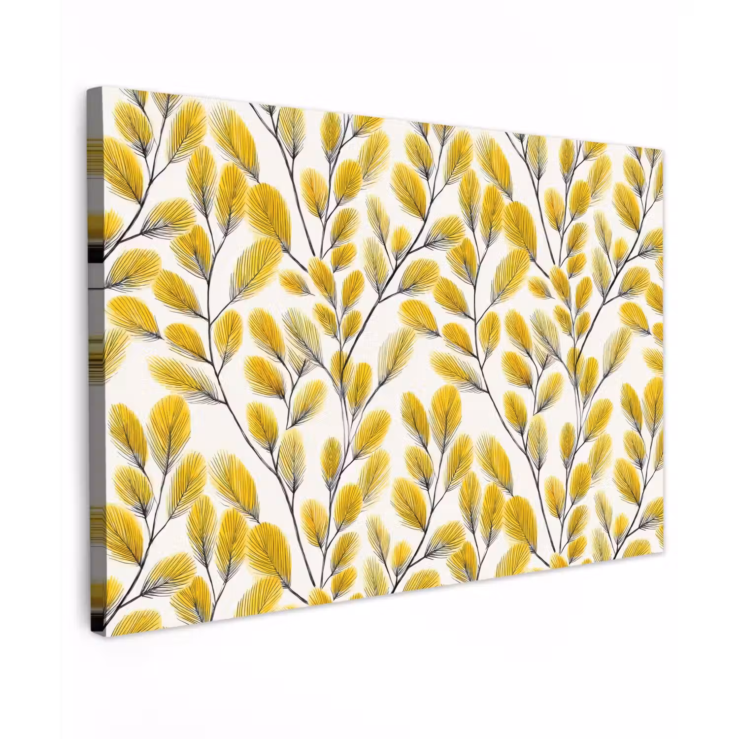 Bladeren - Botanisch - Elegant - Geel - Zwart canvas 2cm klein 34 -z3d