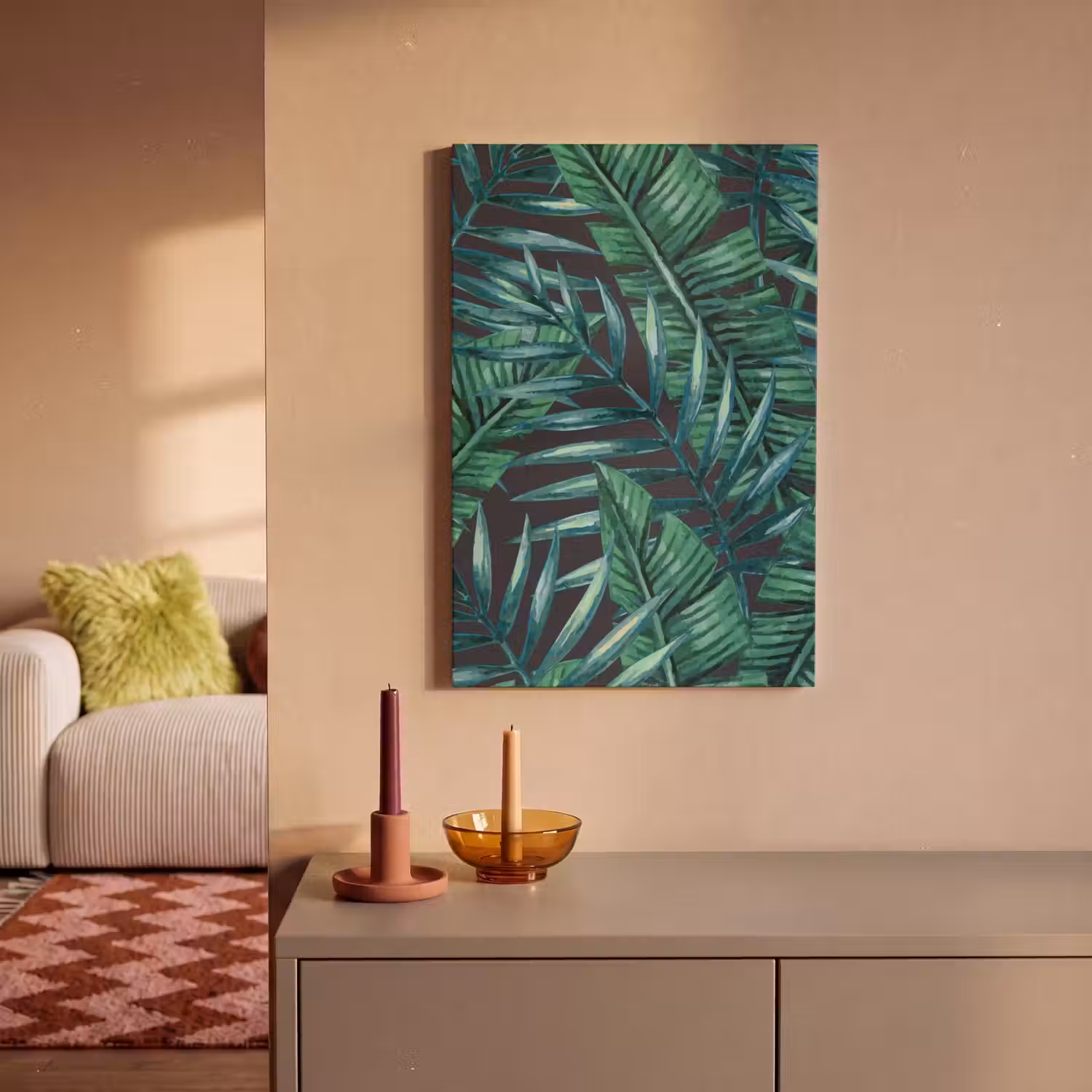 Bladeren - Inductie beschermer - Jungle - Tropical canvas 2cm klein -z3d
