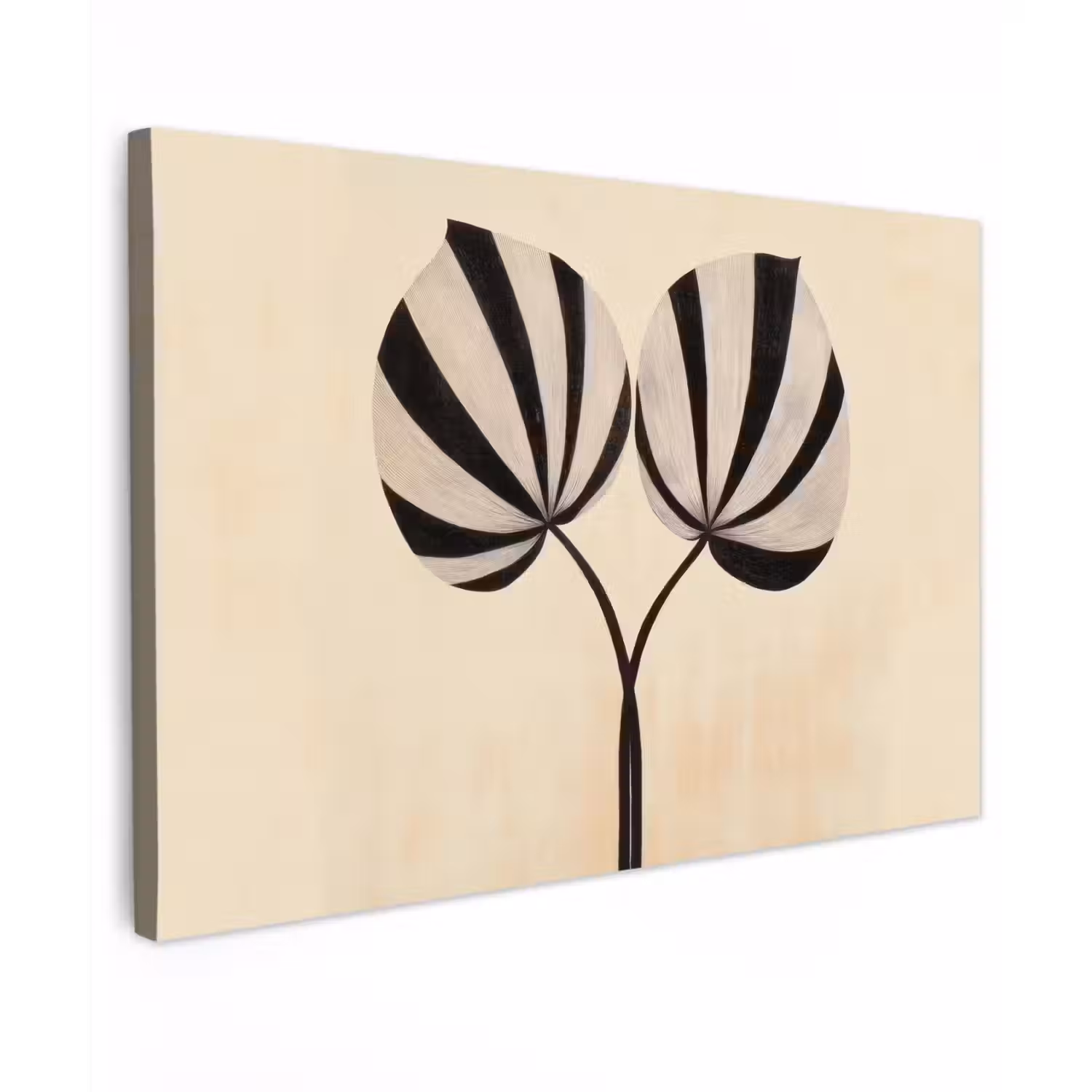 Bladeren - Gestreept - Stengel - Beige canvas 2cm klein -z3d
