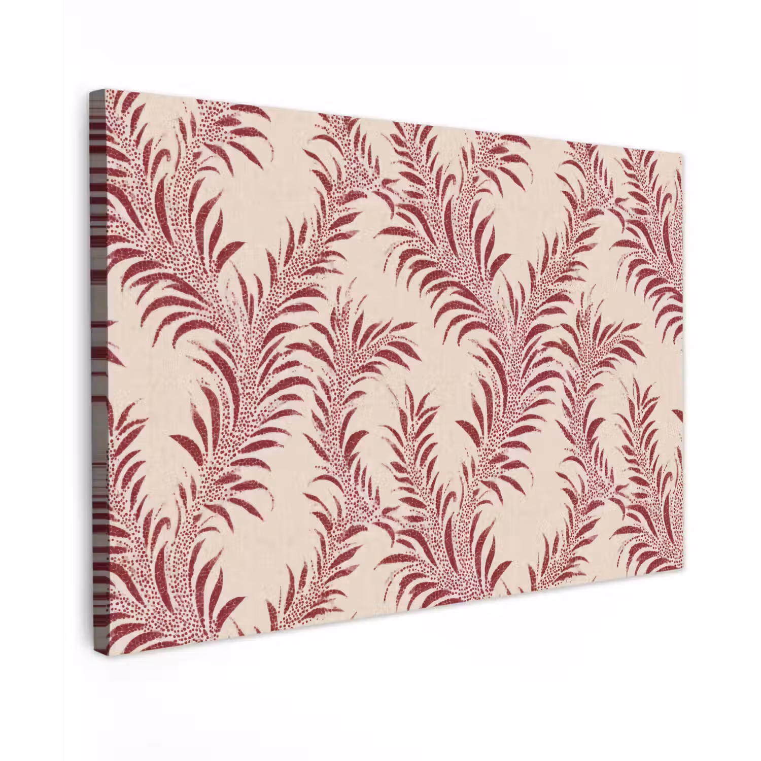 Bladeren - Linnen - Rood canvas 2cm klein 34 -z3d