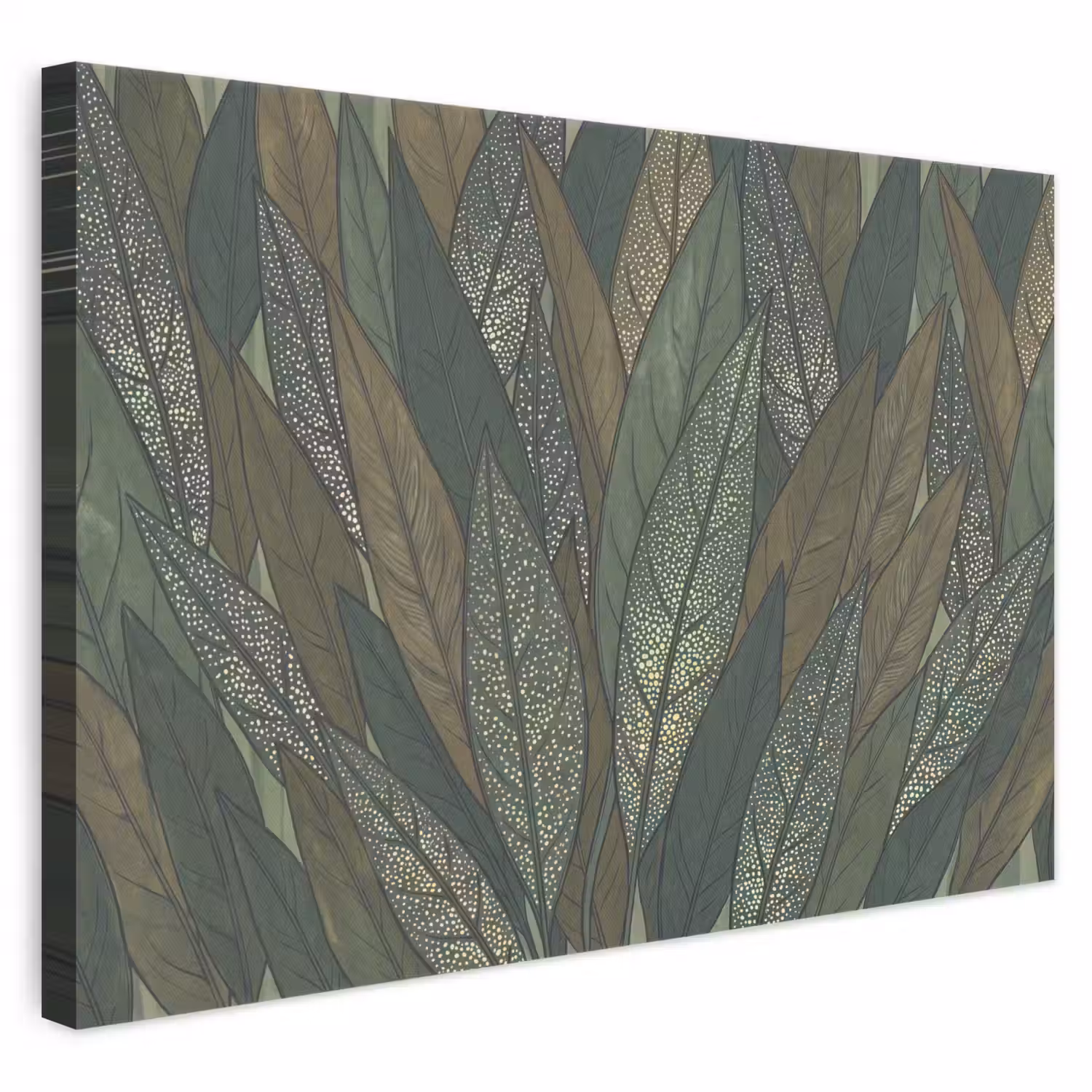 Bladeren - Patroon - Gestippeld - Natuur - Groen canvas 2cm klein -3d
