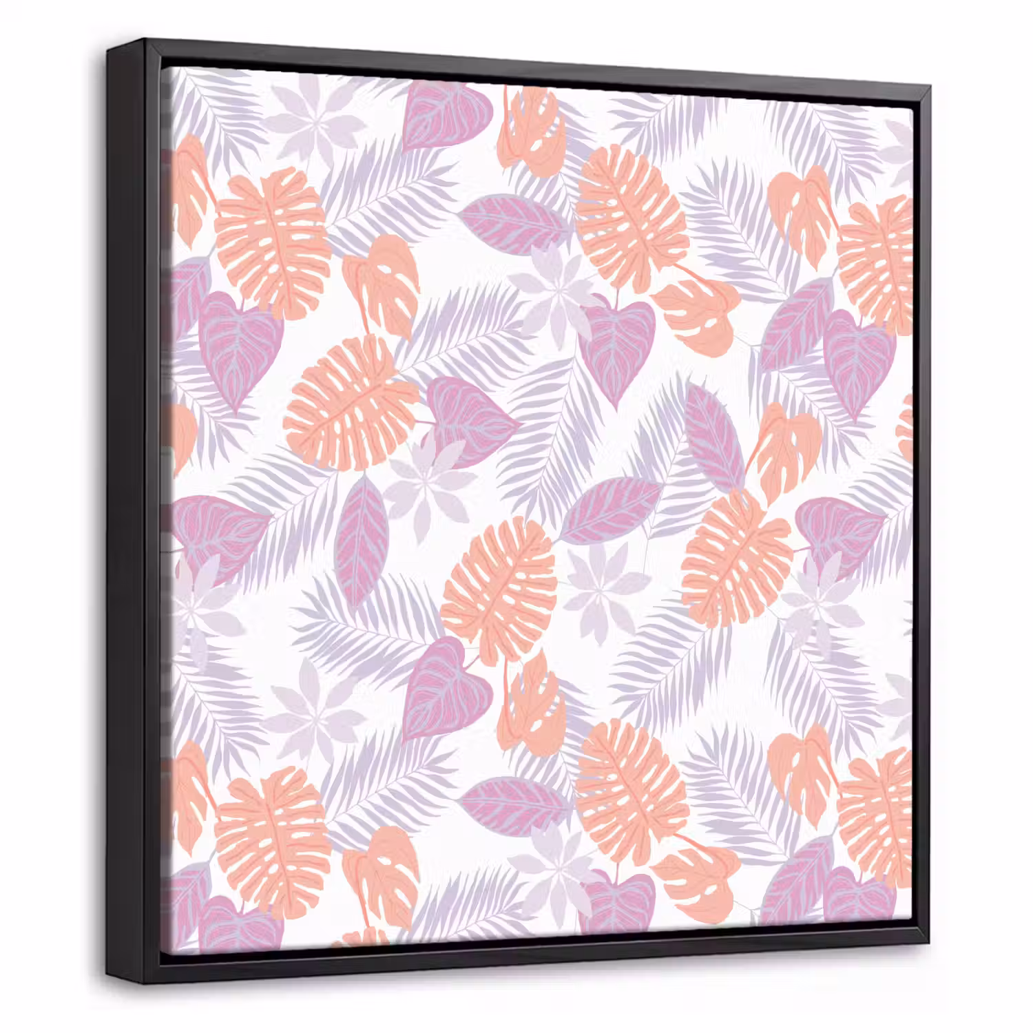 Bladeren - Pastelkleuren - Tropisch Canvas met baklijst klein 1124 -threedimensional_3d_global