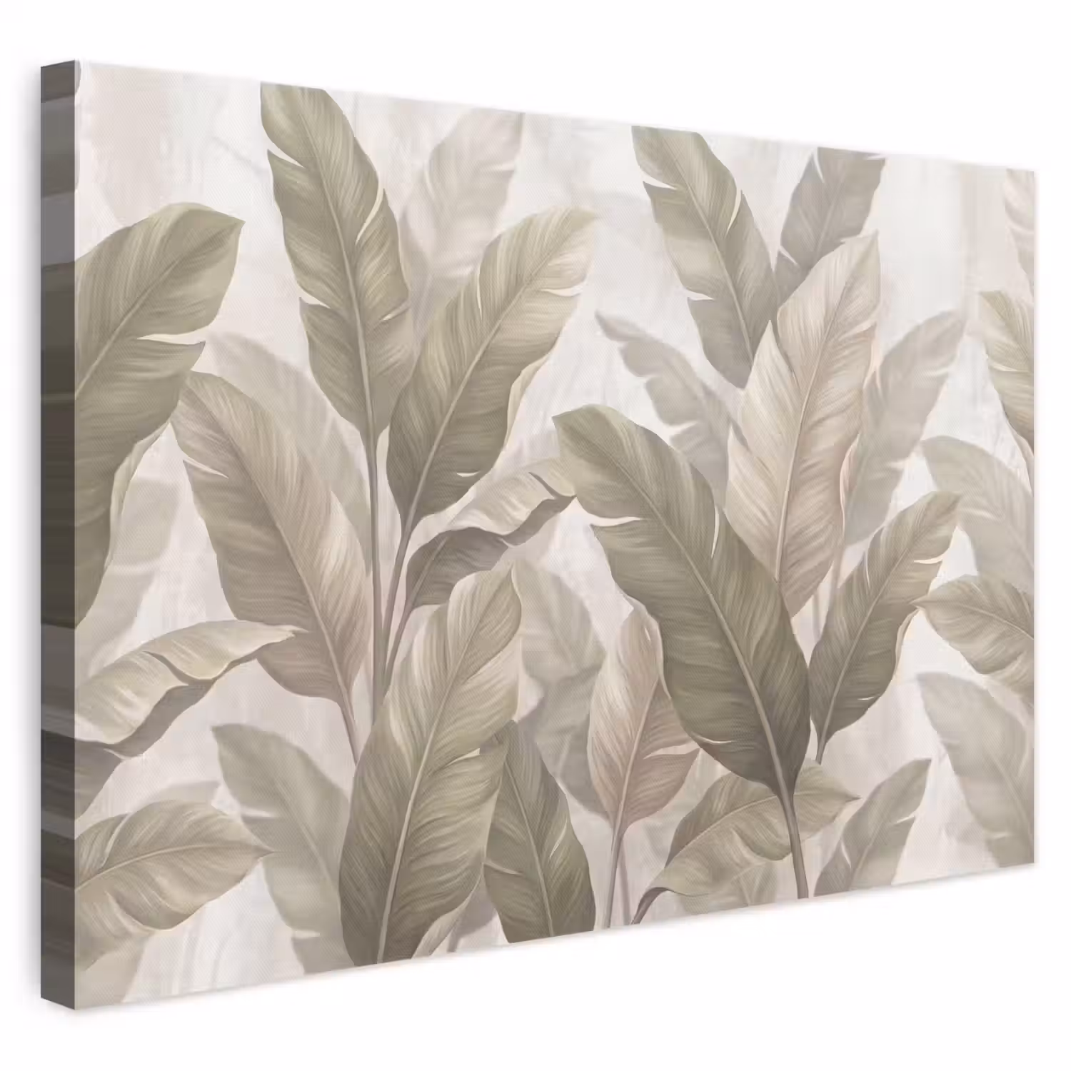 Bladeren - Tropisch - Natuur - Abstract - Beige canvas 2cm klein -3d