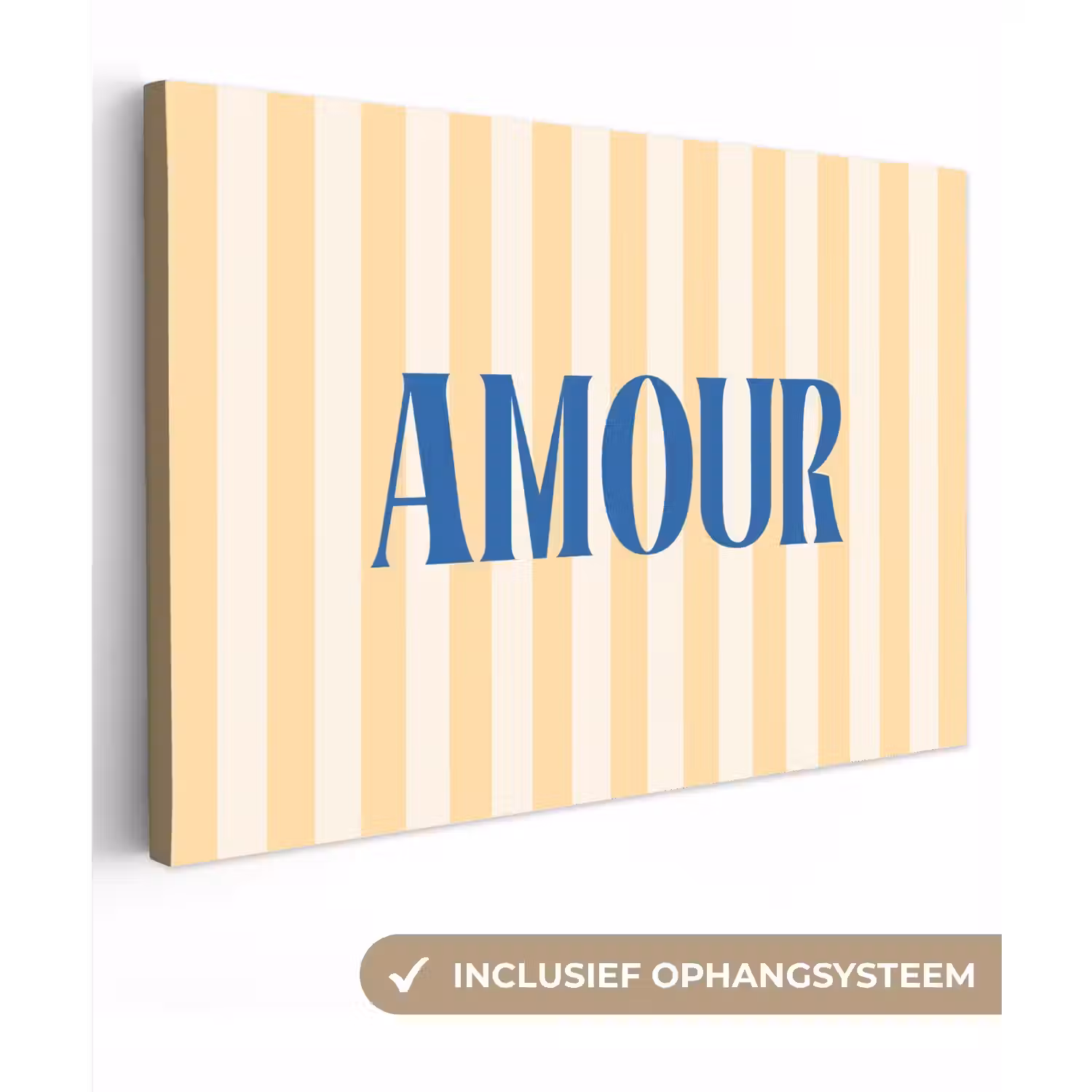 Blauw - Geel - Strepen - Amour canvas 2cm klein -3d