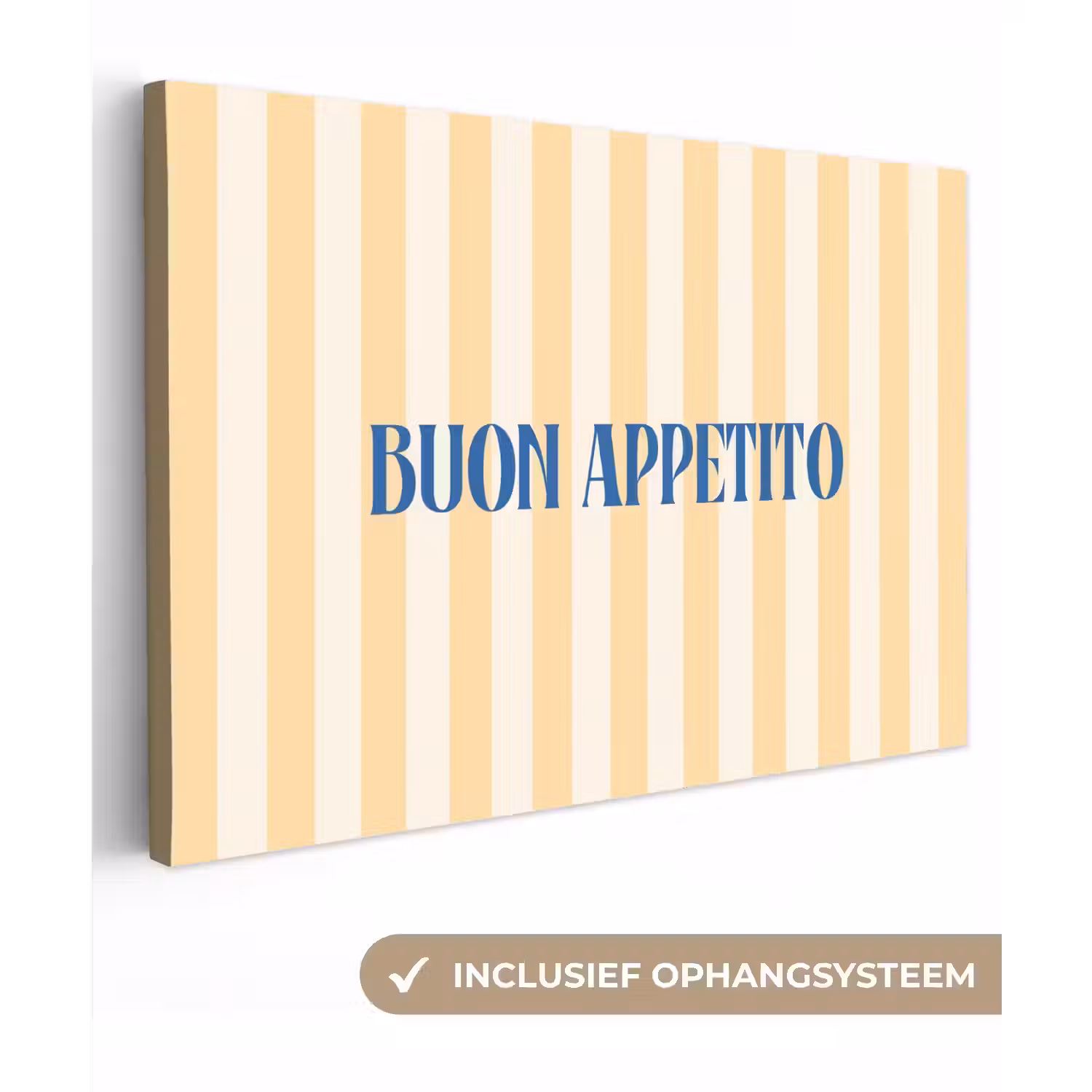 Blauw - Geel - Strepen - Buon Appetito canvas 2cm klein -3d