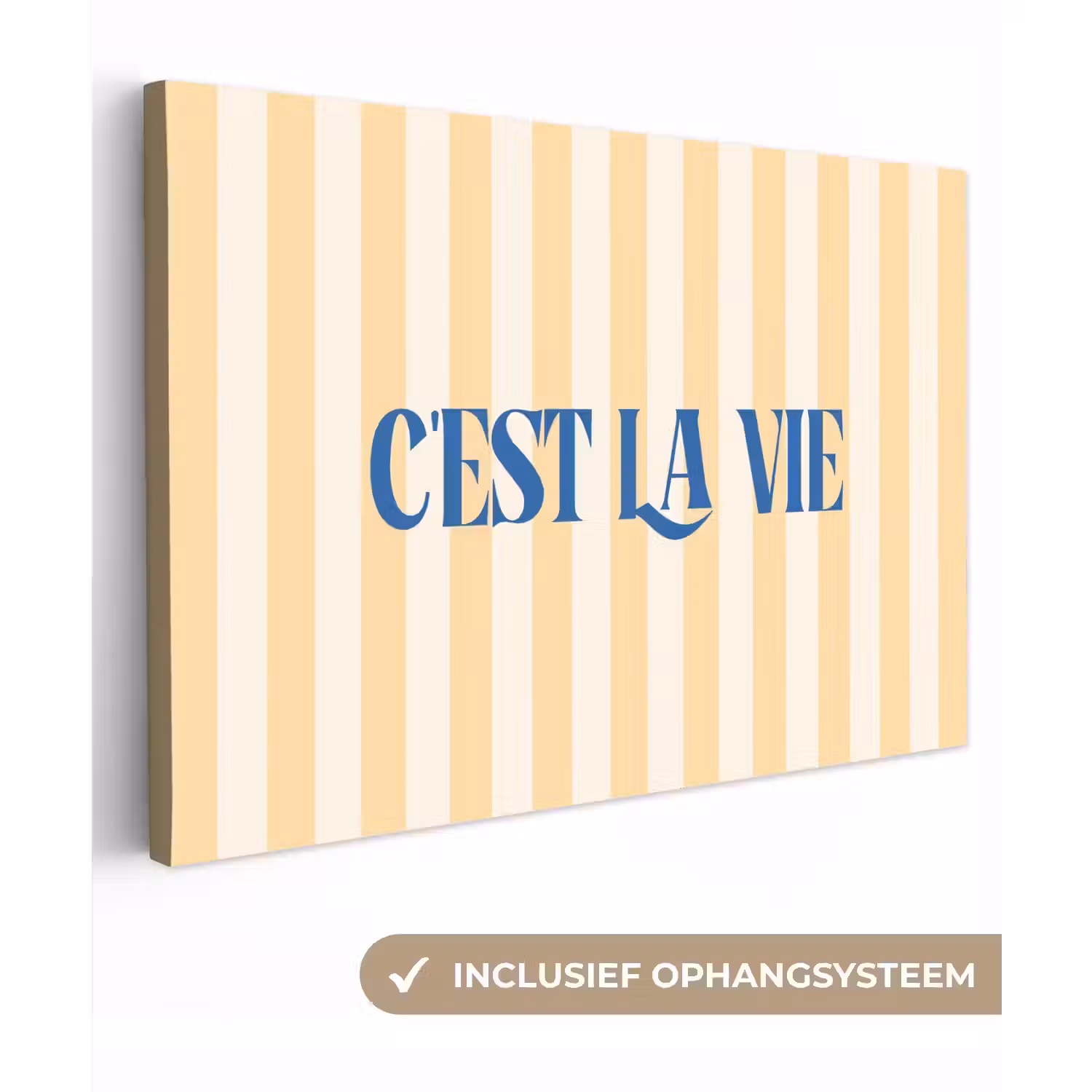 Blauw - Geel - Strepen - C'est La Vie canvas 2cm klein -3d